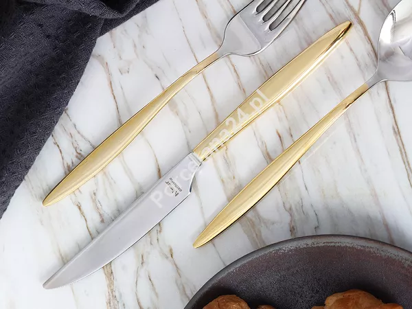 Komplet sztućców 24 cz. na 6 osób Hisar - Mercury Gold (4.0/3.0mm) złocone