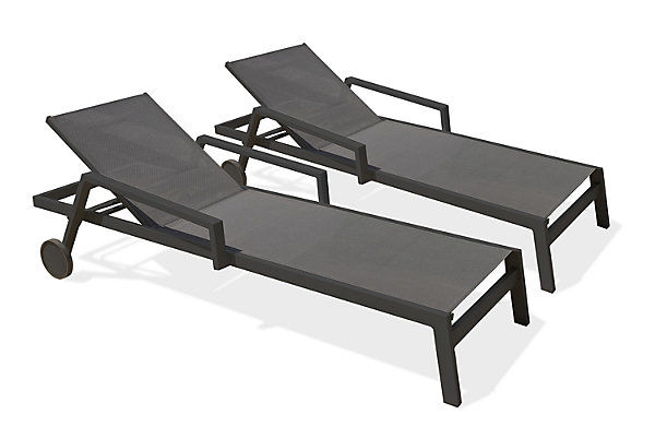 Bain de soleil Ibiza aluminium gris anthracite L.210 cm Paris Garden (lot de 2)