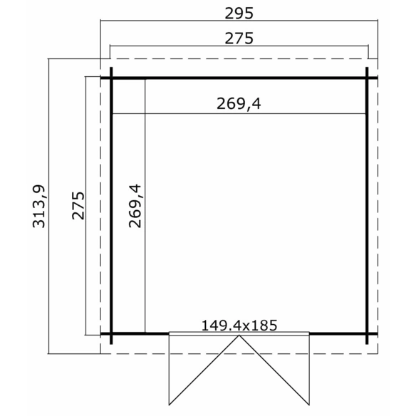 Gartenhaus »San Jose«, BxHxT: 295 x 210,9 x 313,9 cm (Außenmaße inkl. Dachüberstand), Holz