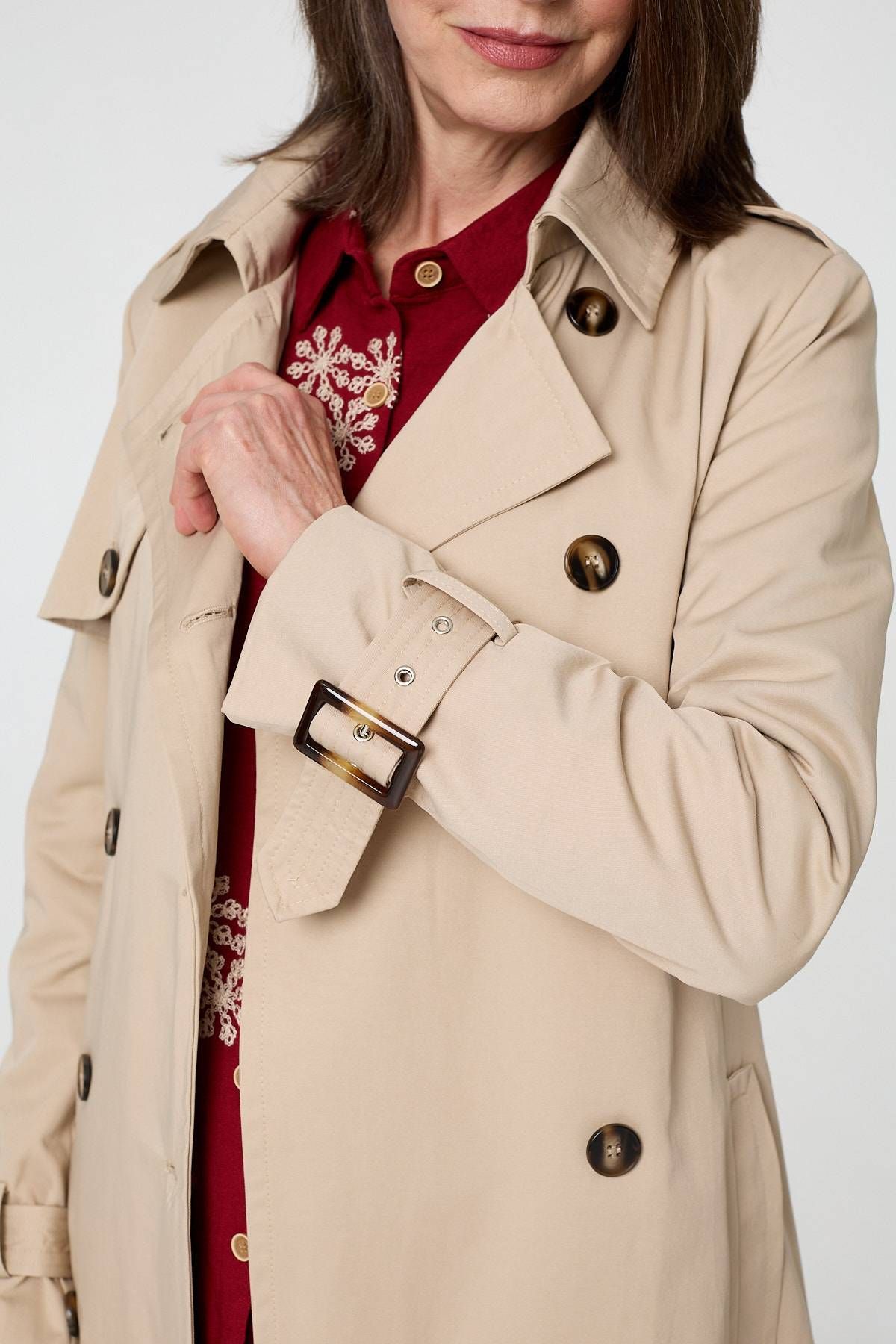 Izabel London Relaxed Double-Breasted Trench Coat