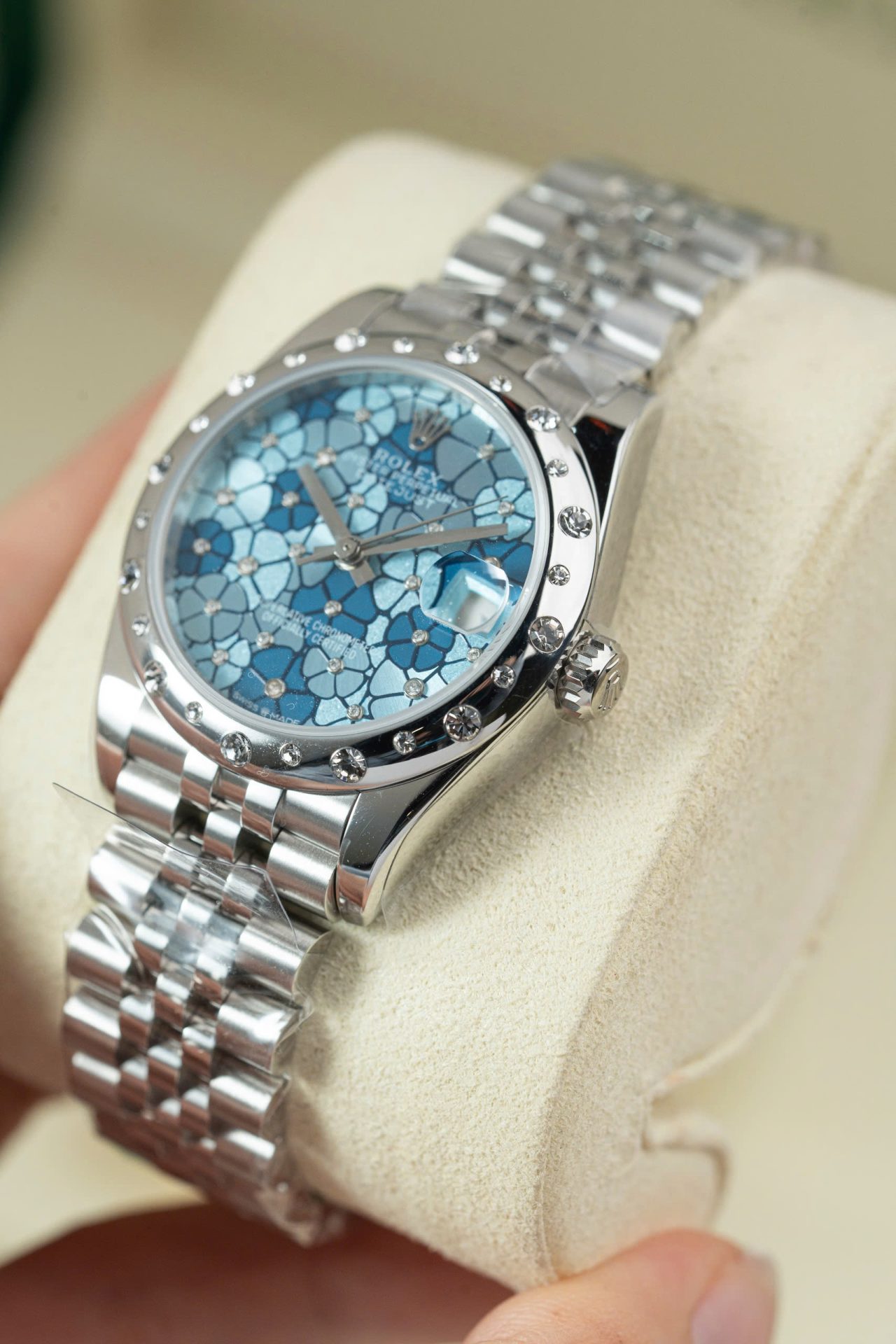 Rolex Datejust 278344 316L Steel Flower Blue Dial CZ Diamonds 31mm Jub AAA Replica