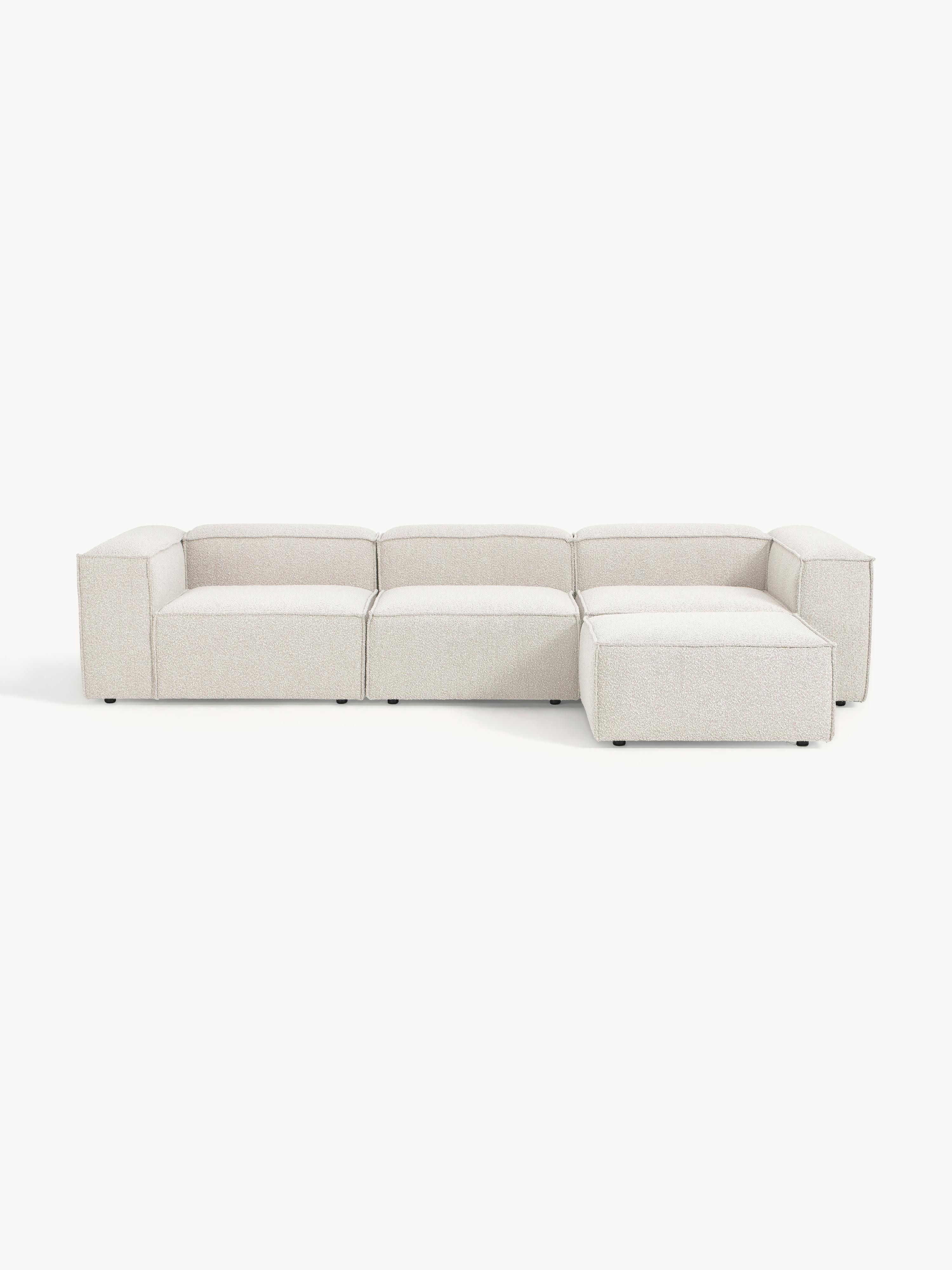 Modulares Sofa Lennon (4-Sitzer) aus Bouclé mit Hocker (links/rechts)
