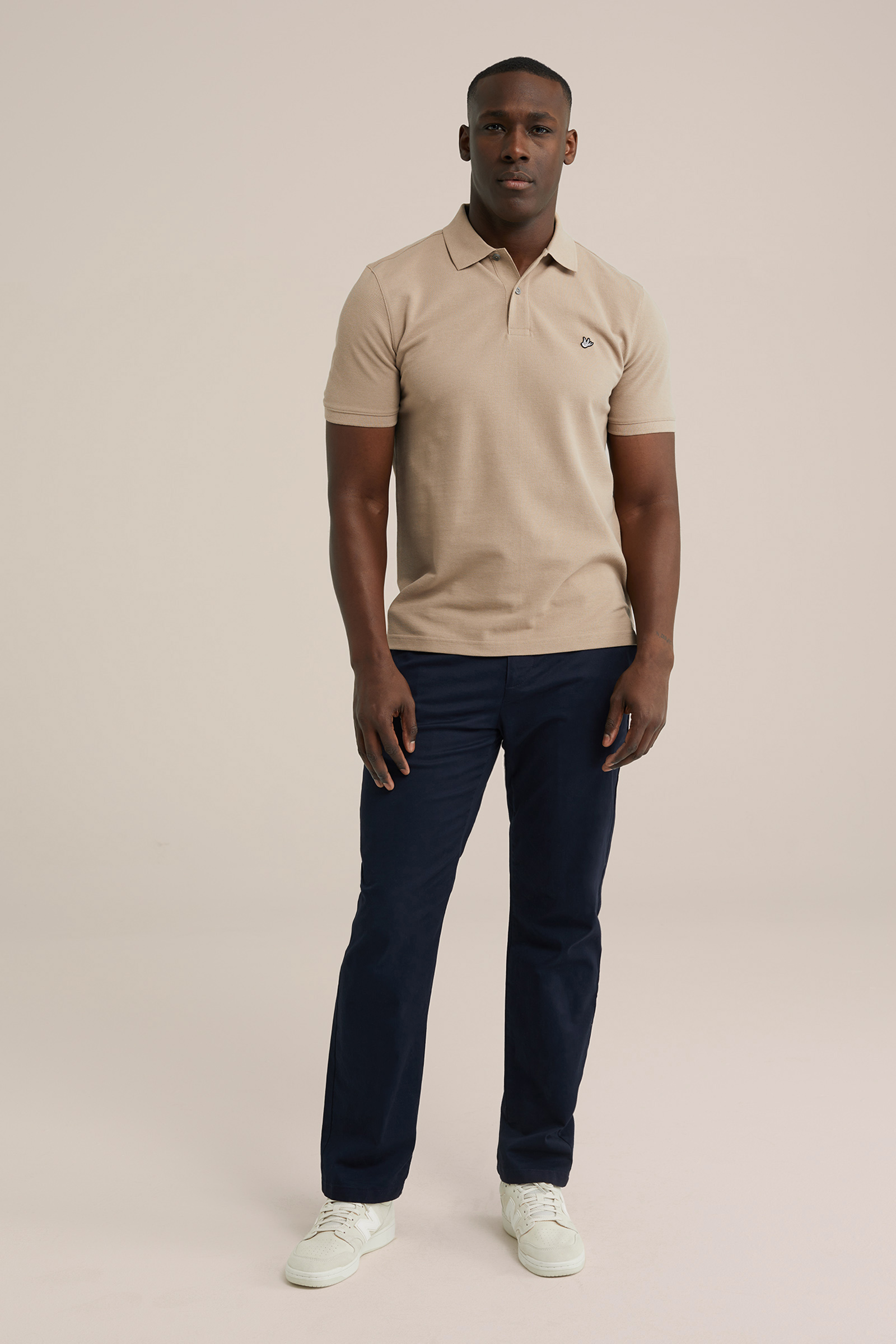 Heren Slim fit polo met structuur en embroidery