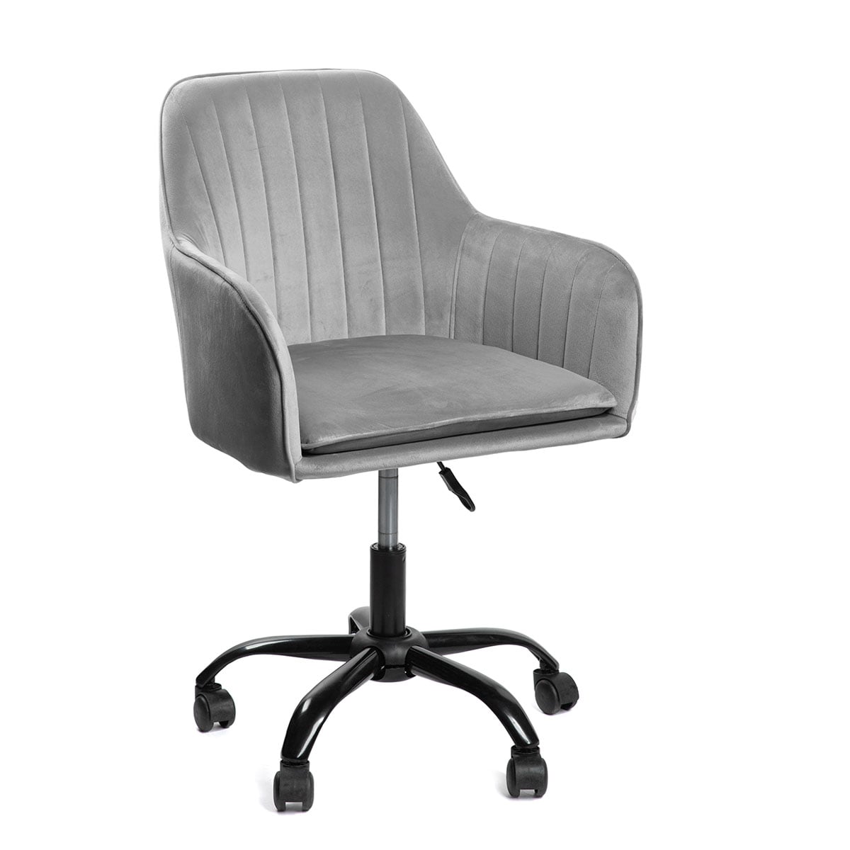 Fotel TEILL welurowy obrotowy szary 56x58x81-91 cm
