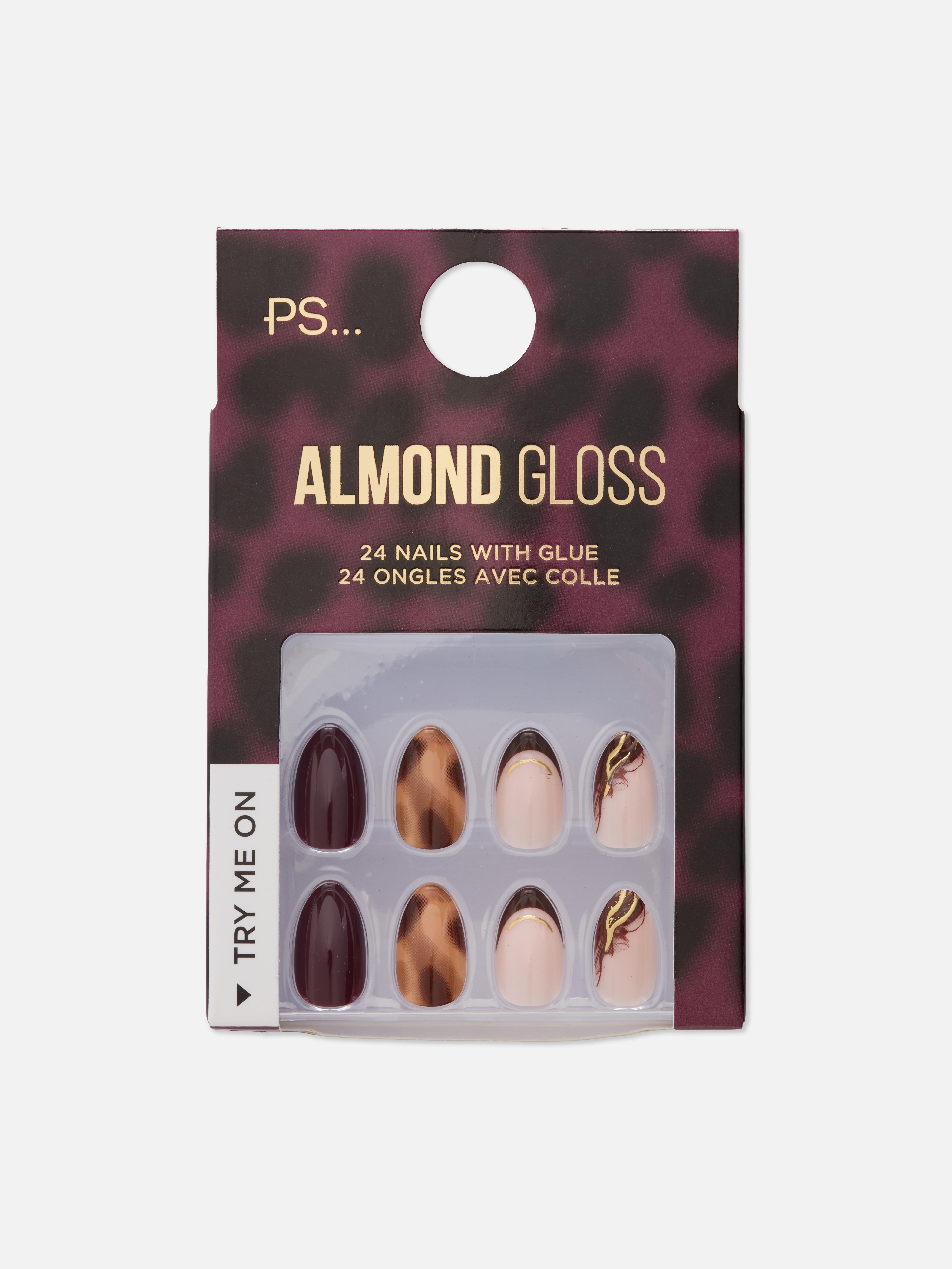 PS... Animal Print Almond Gloss False Nails