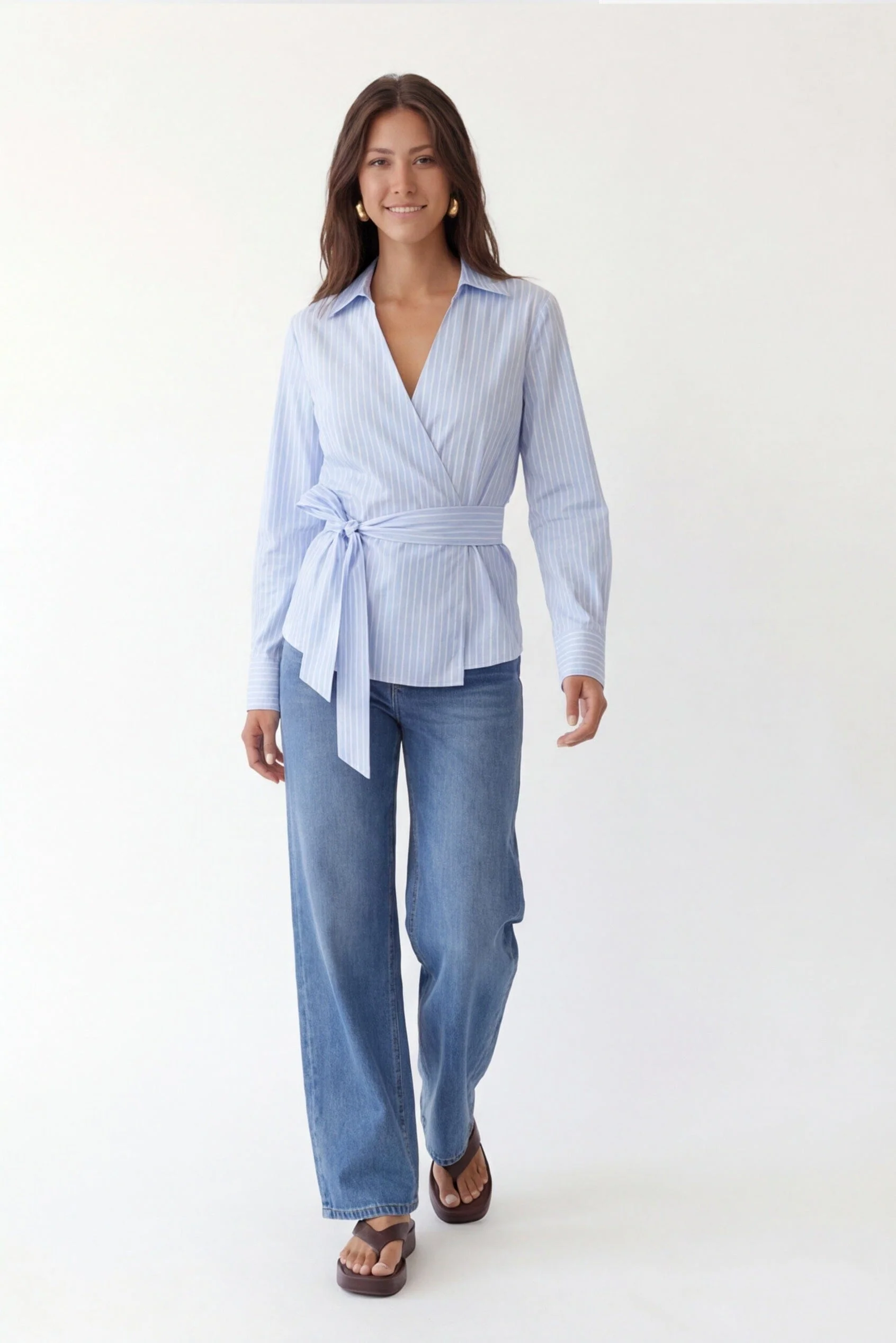 CHEMISE CACHE COEUR - CHRISTA - BLEU