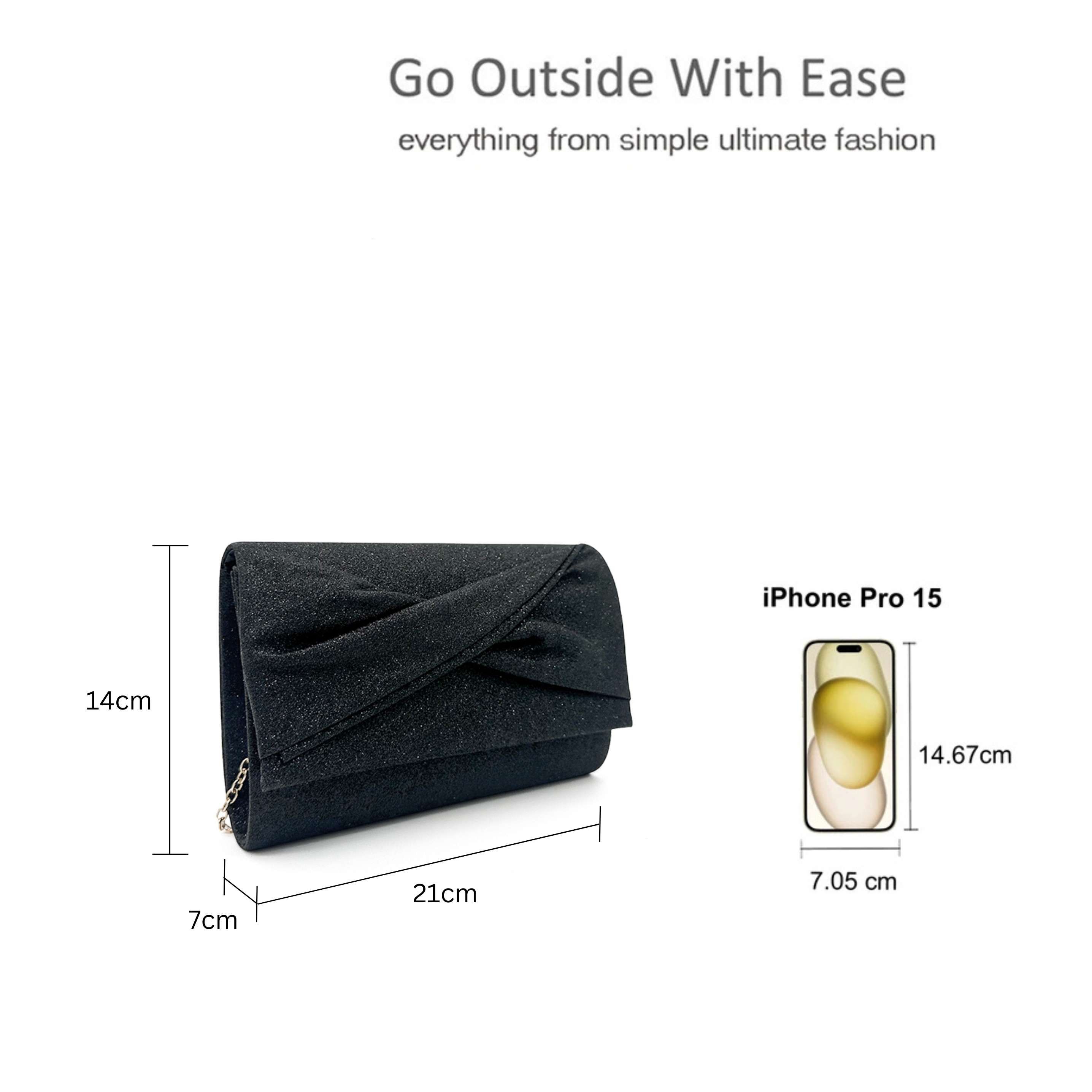 Kitise Shiny Pleated Glitter Clutch Evening Bag