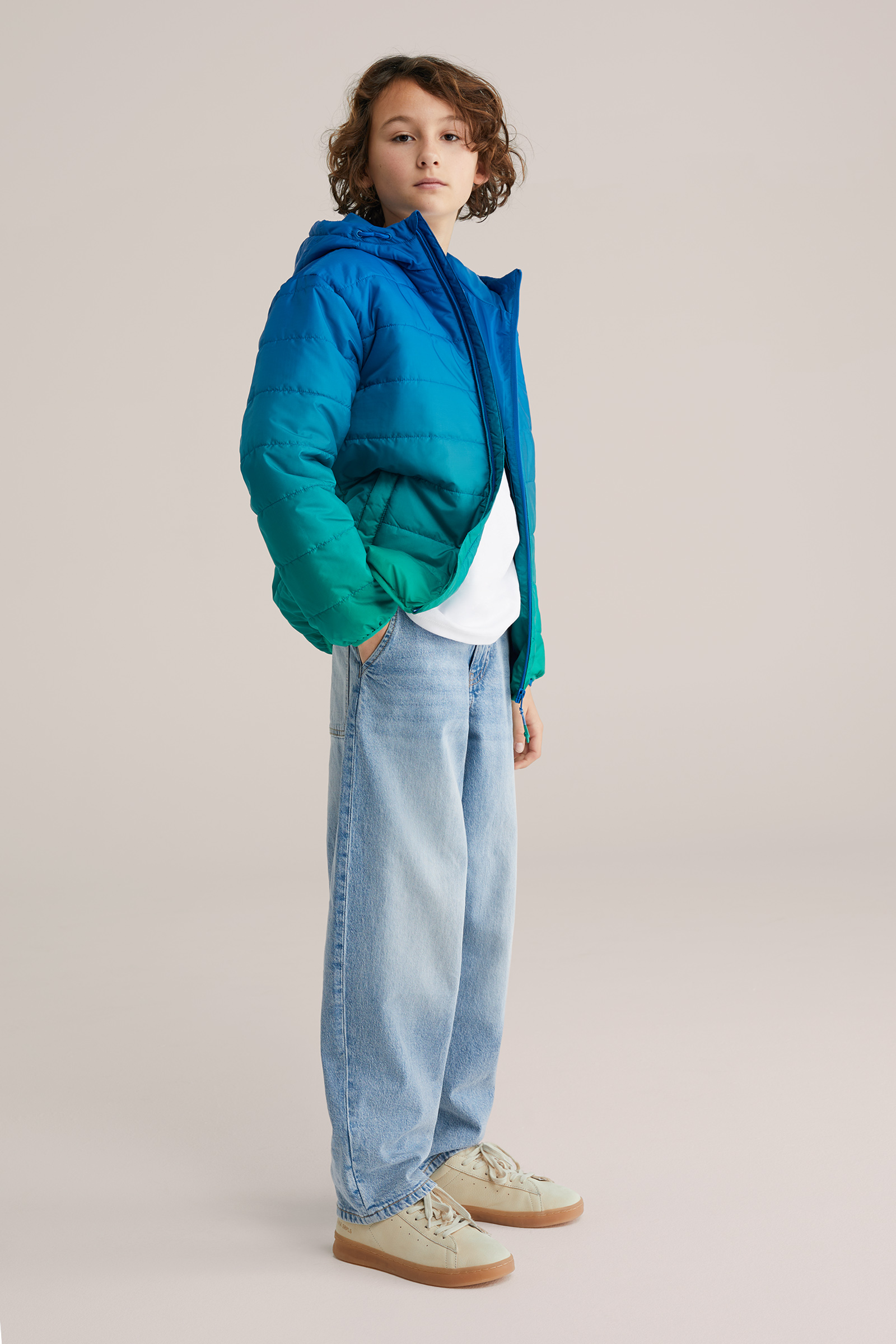 Jongens gewatteerde tussenjas met print