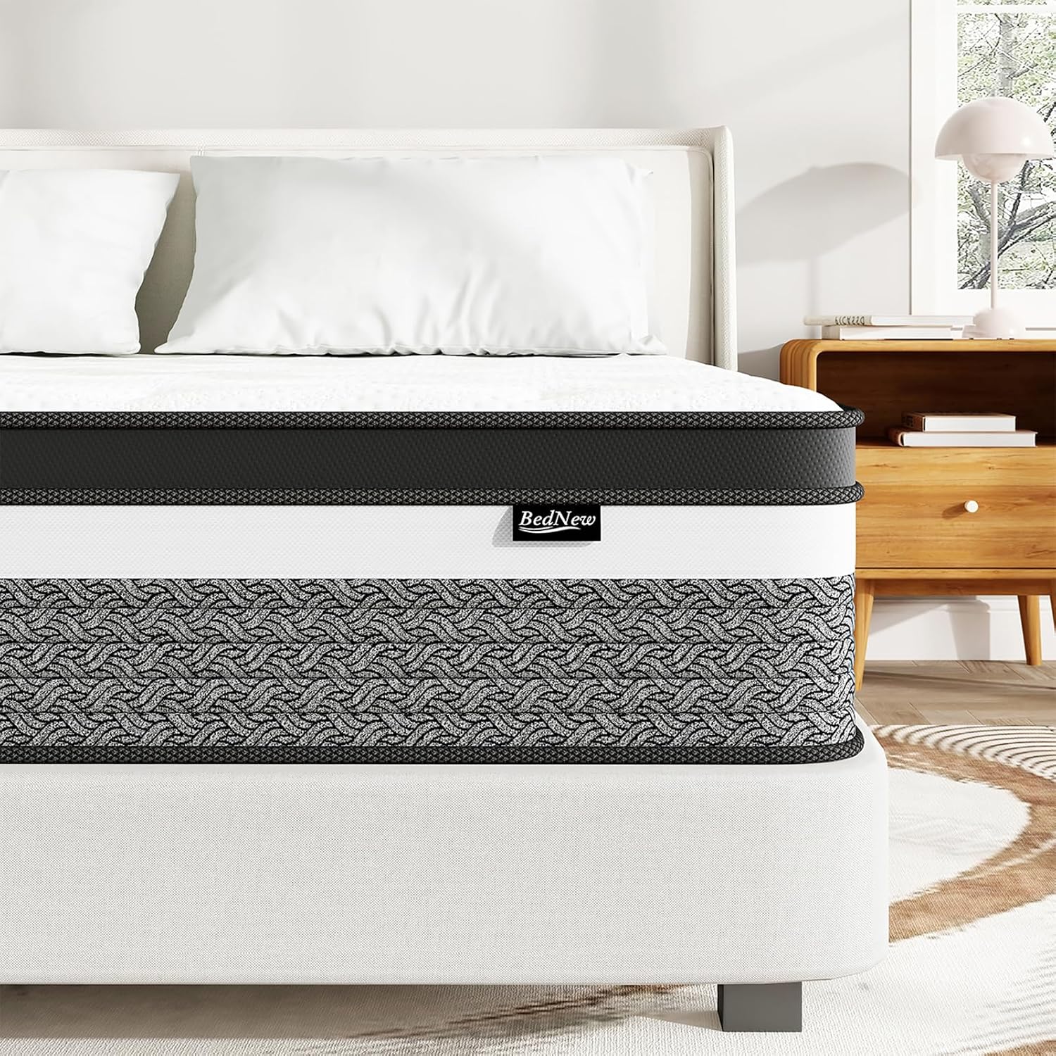 King Size Mattress, 14 Inch Hybrid King Mattress in A Box, Memory Foam & Individually Pocket Spring for Pain Relief, Medium Firm Mattresses