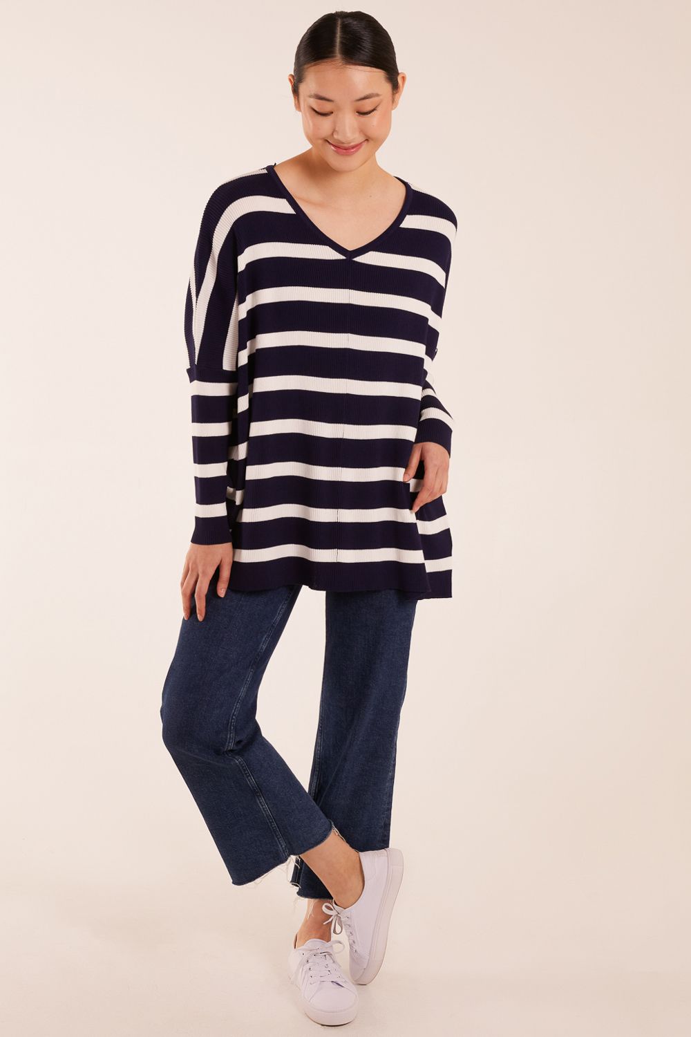 Blue Vanilla V Neck Striped Sailor Jumper