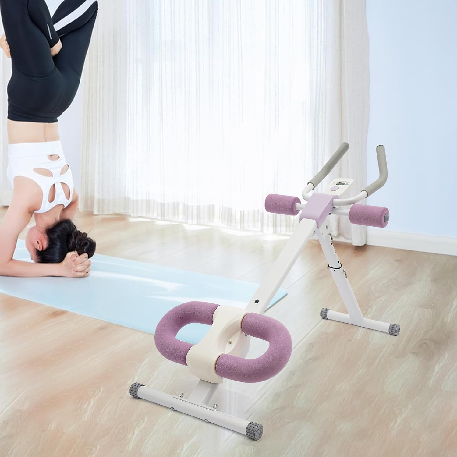 Ab Machine Ab Workout Equipment Adjustable Abdominal Trainer Whole Body Exercise Machine Stomach Waist Cruncher Core Toner Leg Thighs Buttocks Shaper Foldable Home Gym Equipment