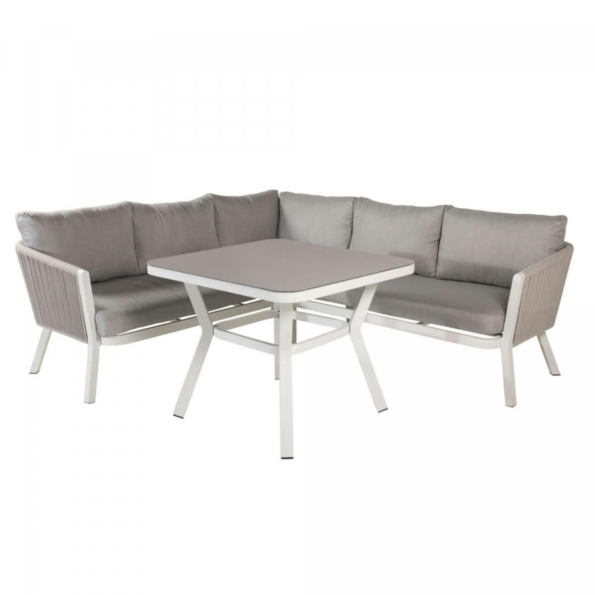 OLITE - Salon de jardin moderne en métal blanc