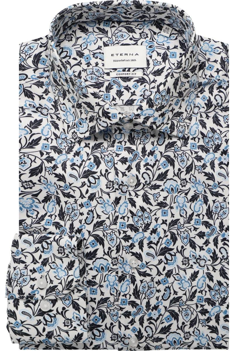 ETERNA Comfort Fit Hemd blau, Bedruckt