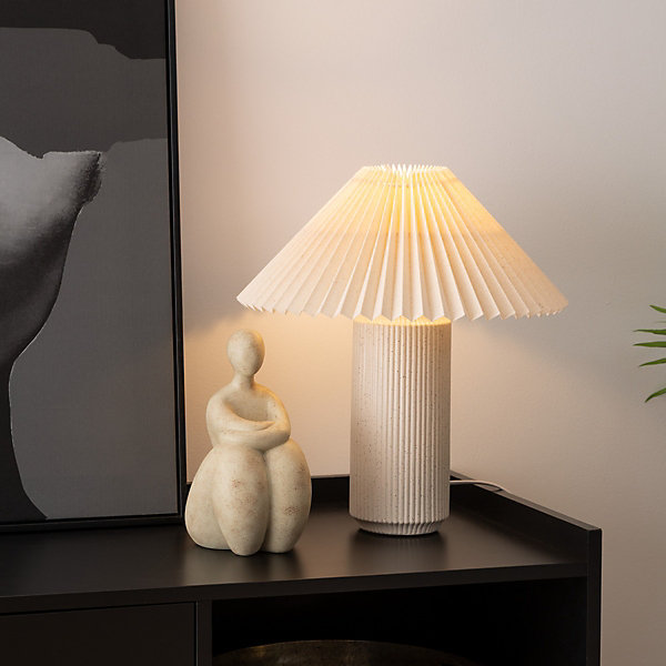 Lampe à poser Talya porcelaine beige H38cm - Atmosphera
