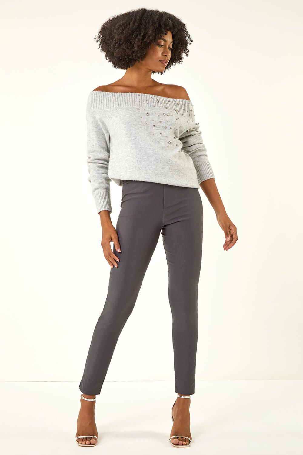 Roman Full Length Elastic Waist Stretch Trousers