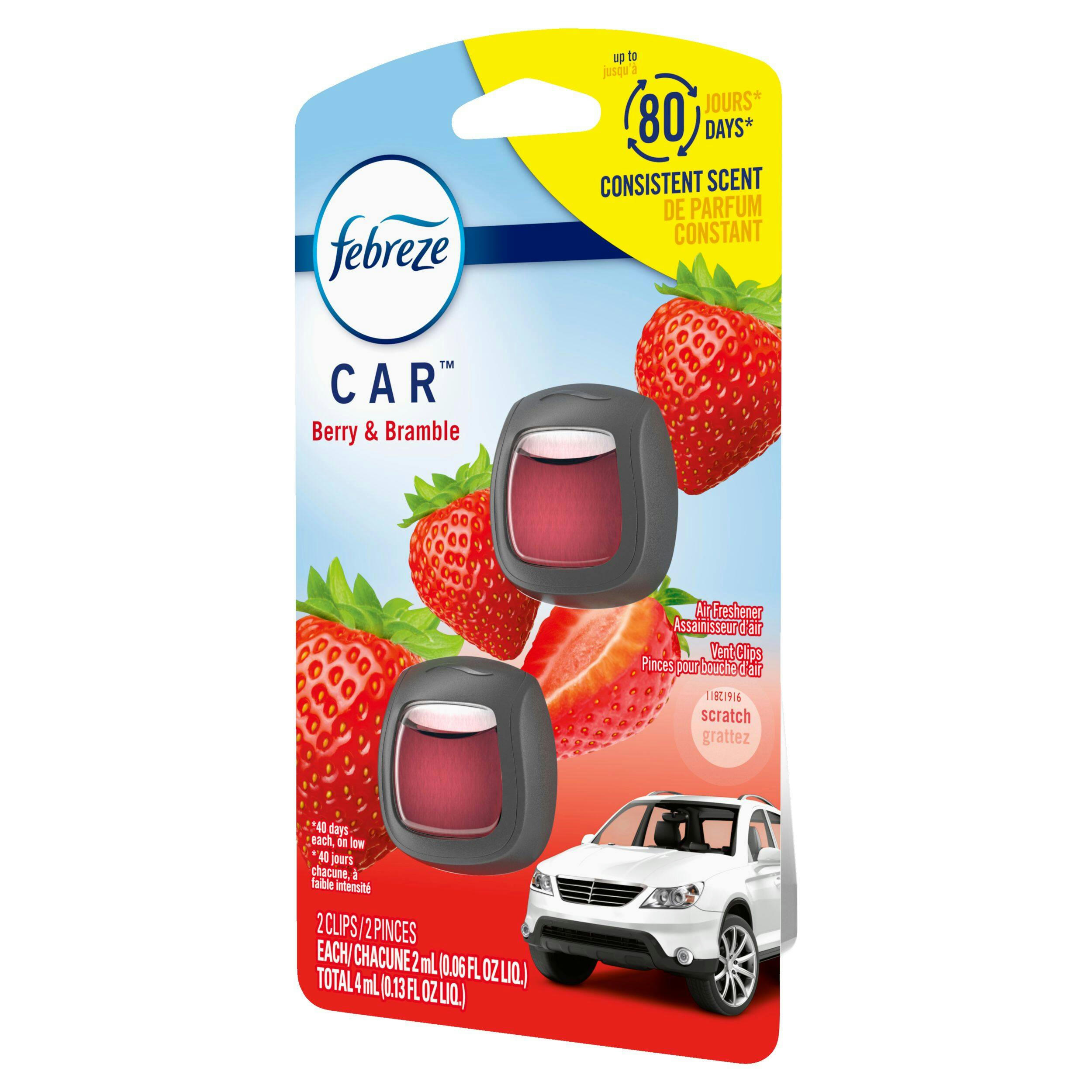 Febreze Car Berry and Bramble Vent Clip Air Freshener, 2-pk