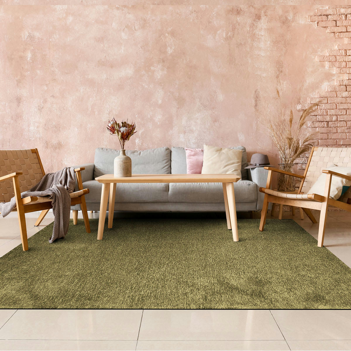 SOLANCE - Tapis lumineux vert rouillé 160x230