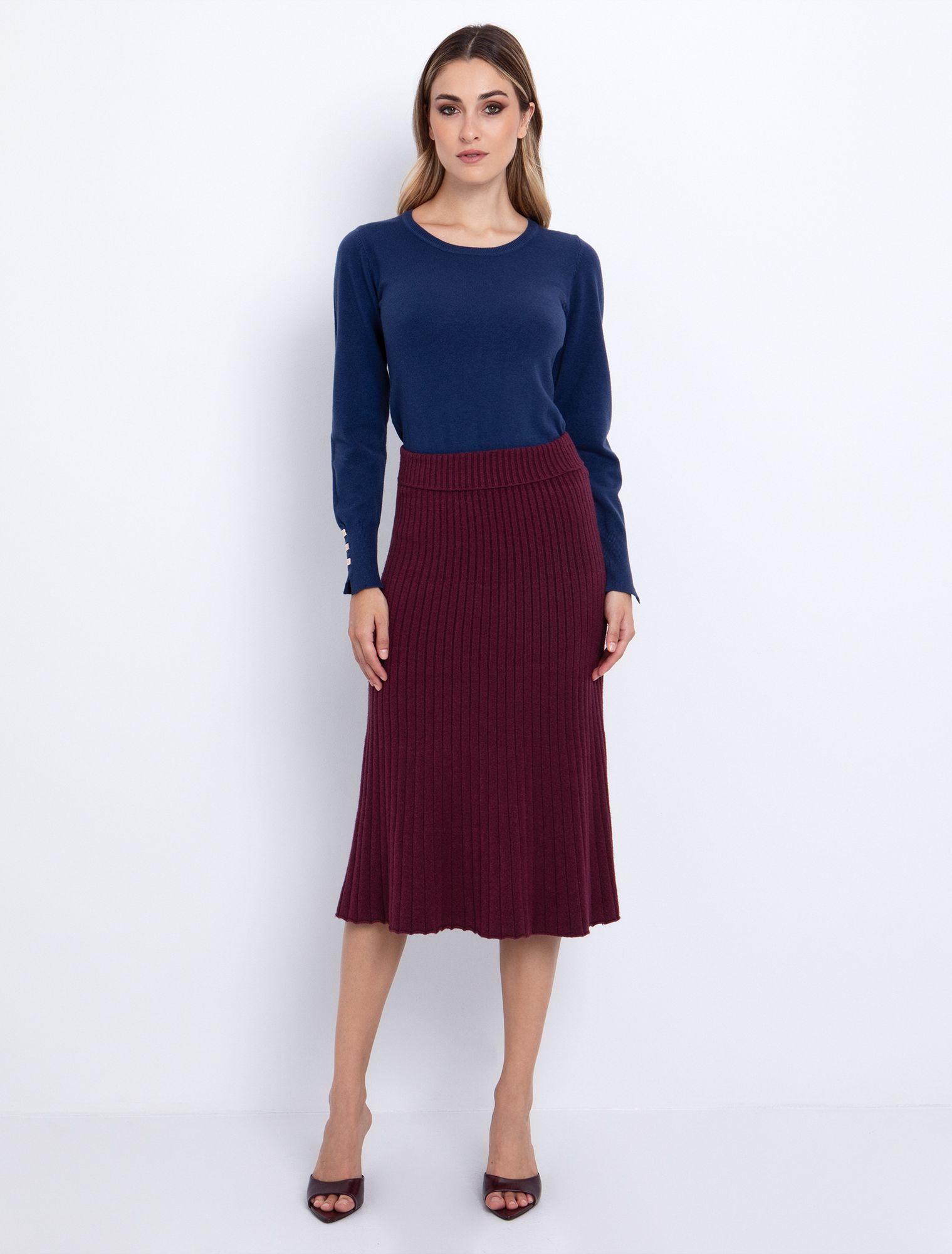 Basic πλεκτή μπλούζα στρογγυλή λαιμόκοψη