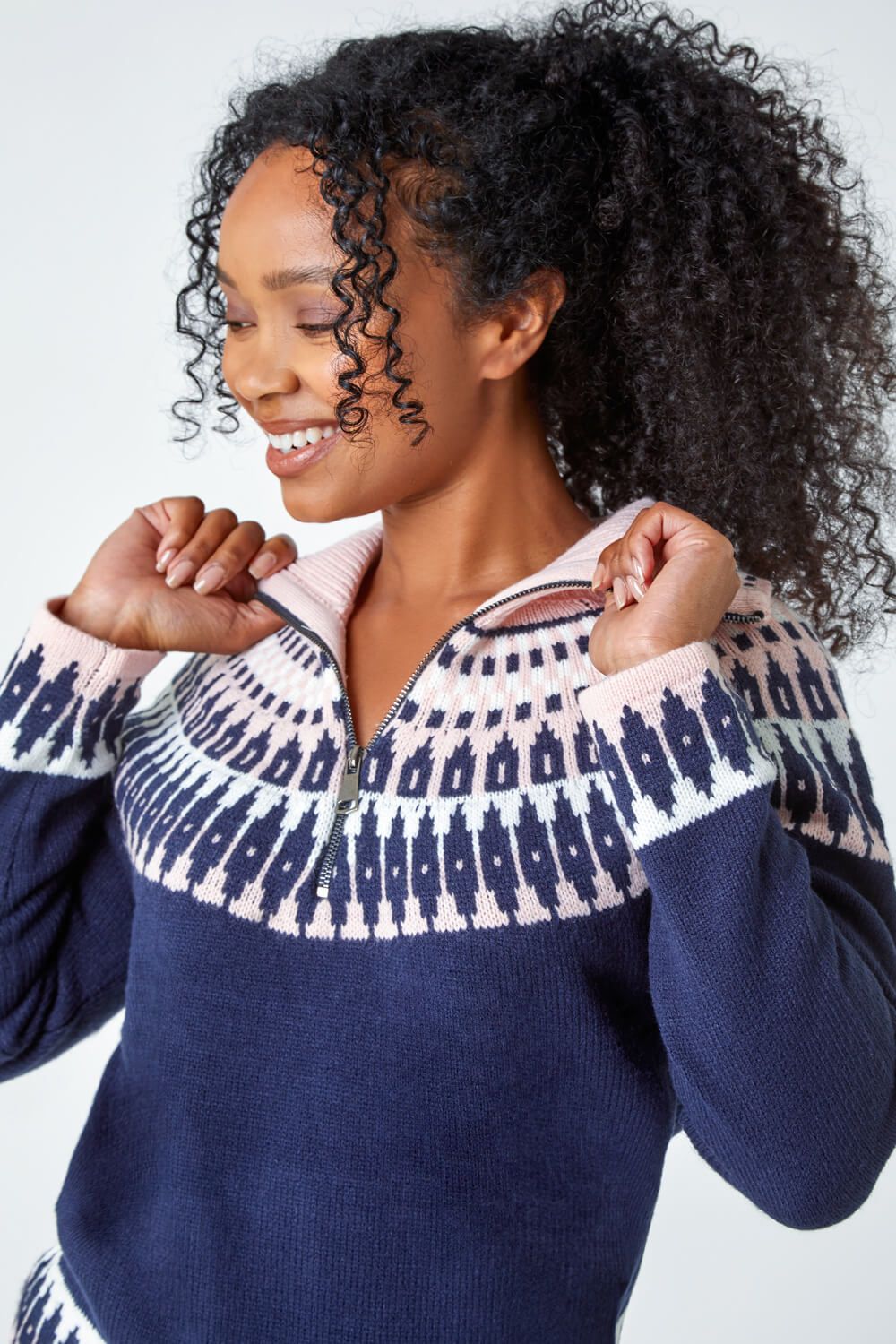 Roman Petite Fairisle Zip Detail Jumper