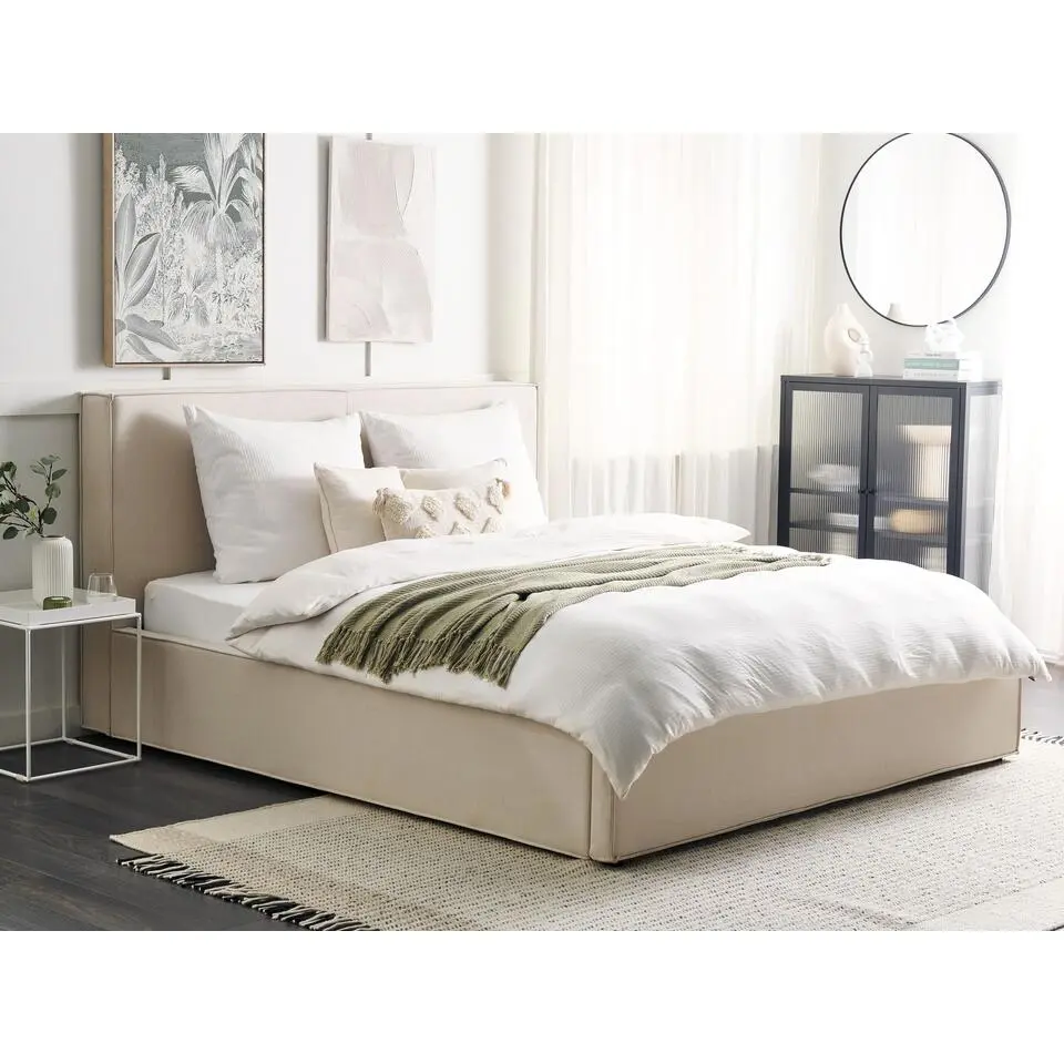 MOISSAC - Bed - Beige - 180 x 200 cm - Polyester