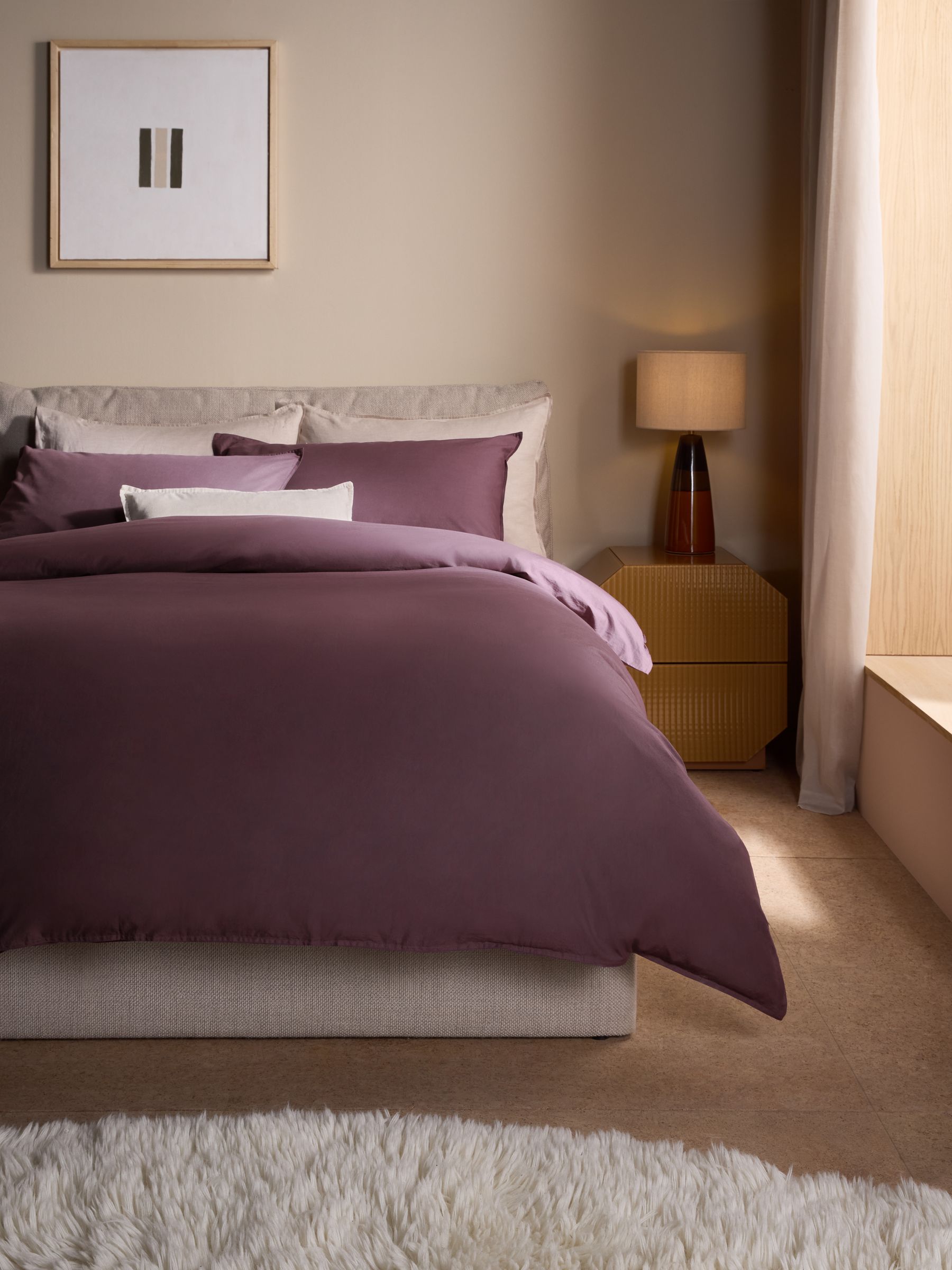 Cosy Washed Cotton Duvet Cover and Pillowcase Set in Aubergine Purple