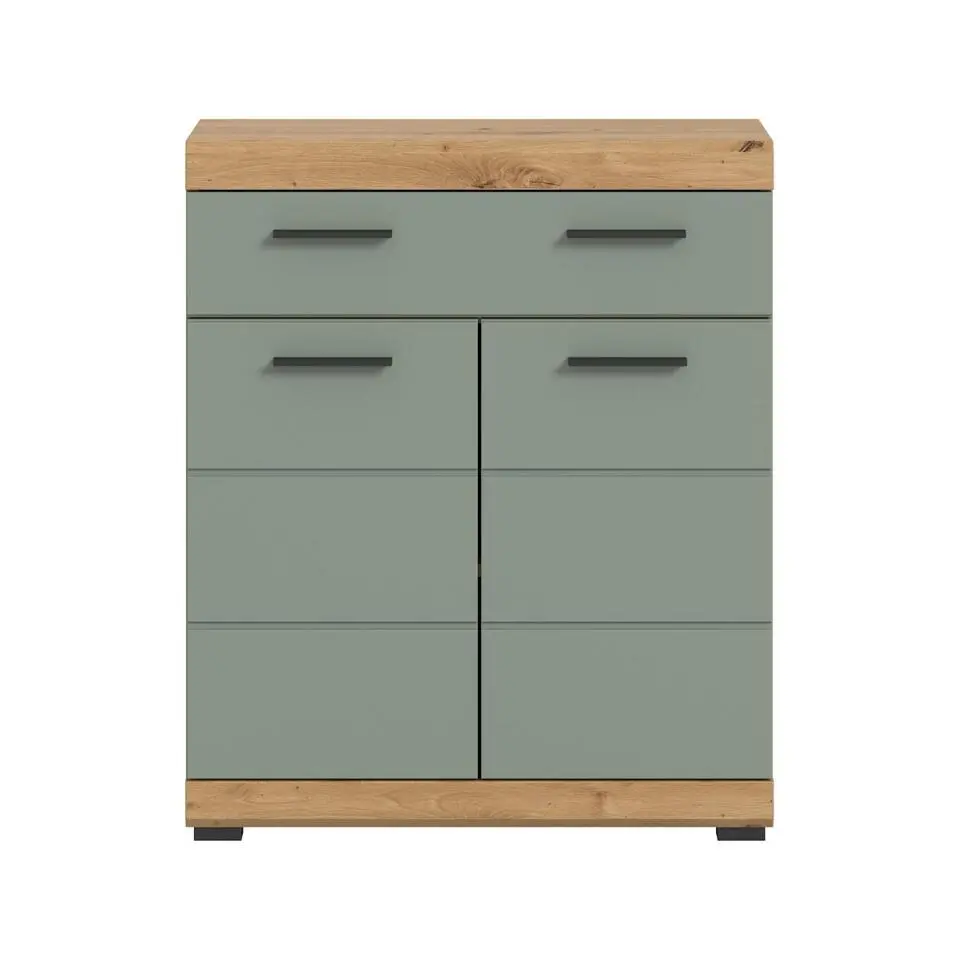 Hioshop Scout badkamerkast 2 deuren- 1 lade salvie decor- eiken decor