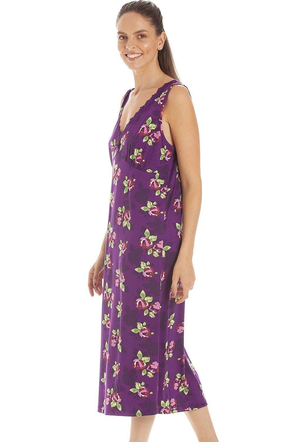 Camille Floral Print Spandex Knee Length Chemise