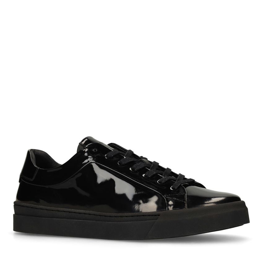 Manfield Zwarte lakleren sneakers