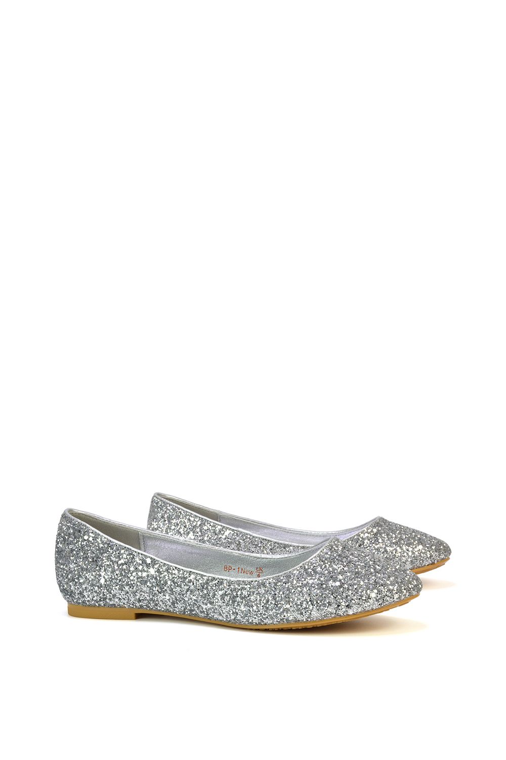 XY London Karissa' Flat Slip on Sparkly Glitter Ballerina Pumps