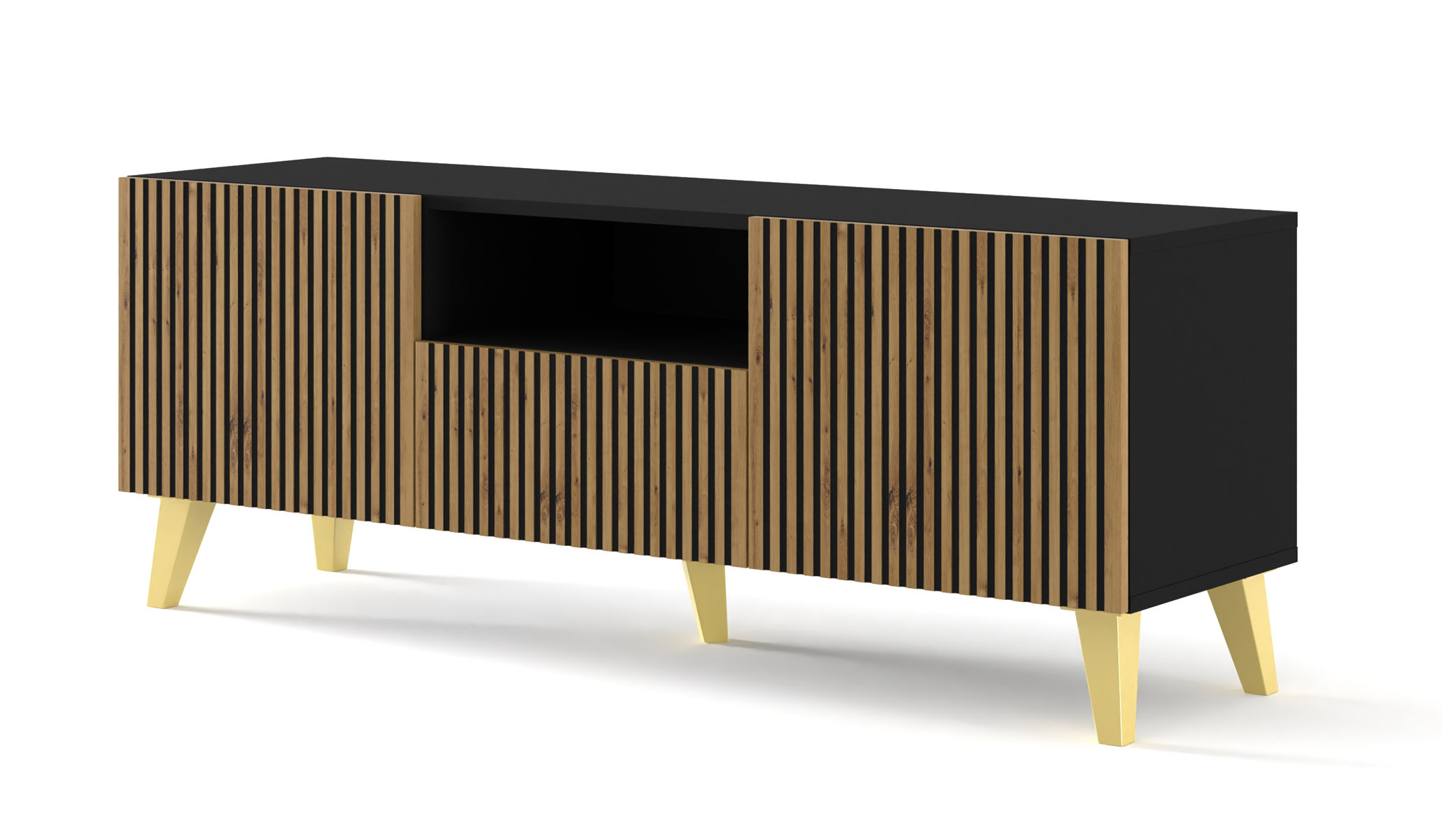 Szafka RTV Ravenna F 150 cm 2D1S czarny / artisan