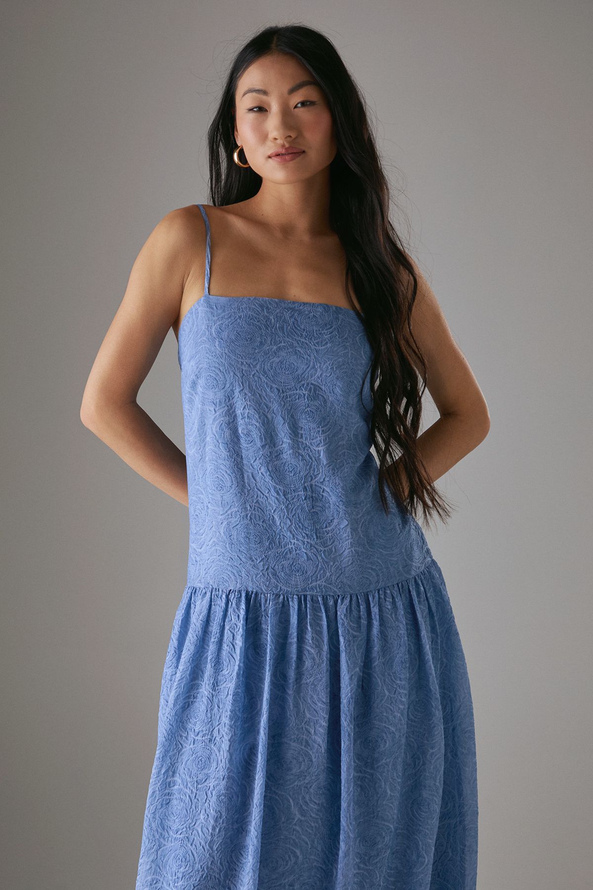 Warehouse Petite Rose Organza Strappy Tier Maxi Dress