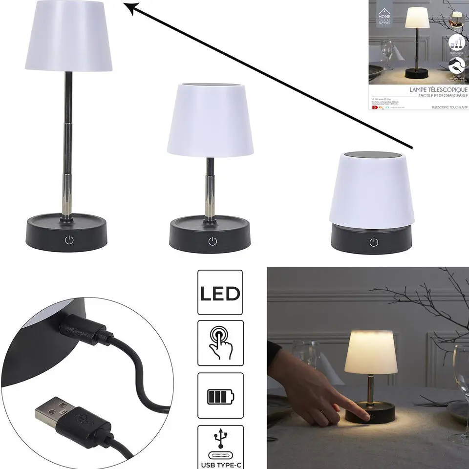 Home deco factory Oplaadbare LED lamp - verstelbare hoogte - touch