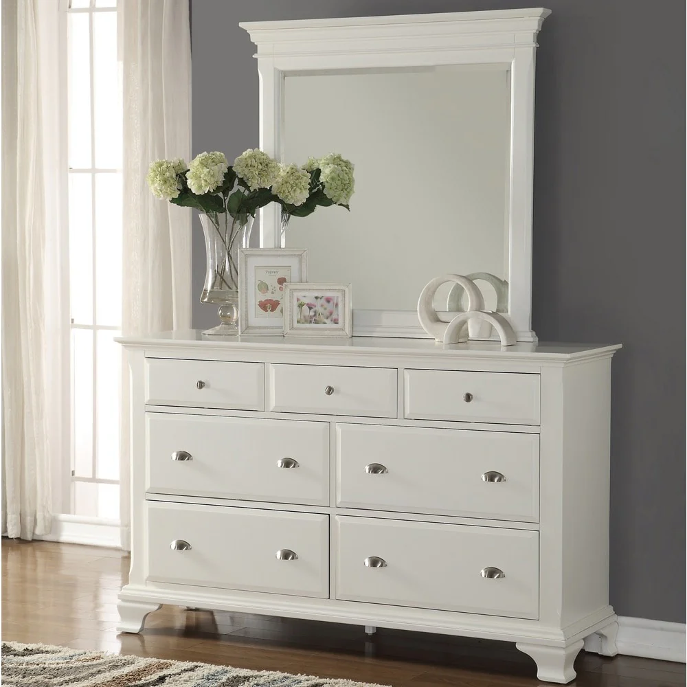Roundhill Furniture Laveno Wood 7-drawer Dresser and Mirror