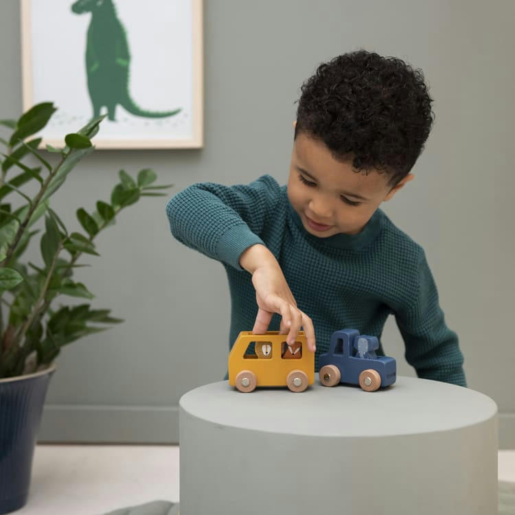 - Lot de 3 voitures animaux en bois