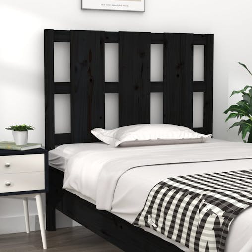 NNEVL Bed Headboard Black 95.5x4x100 cm Solid Wood Pine
