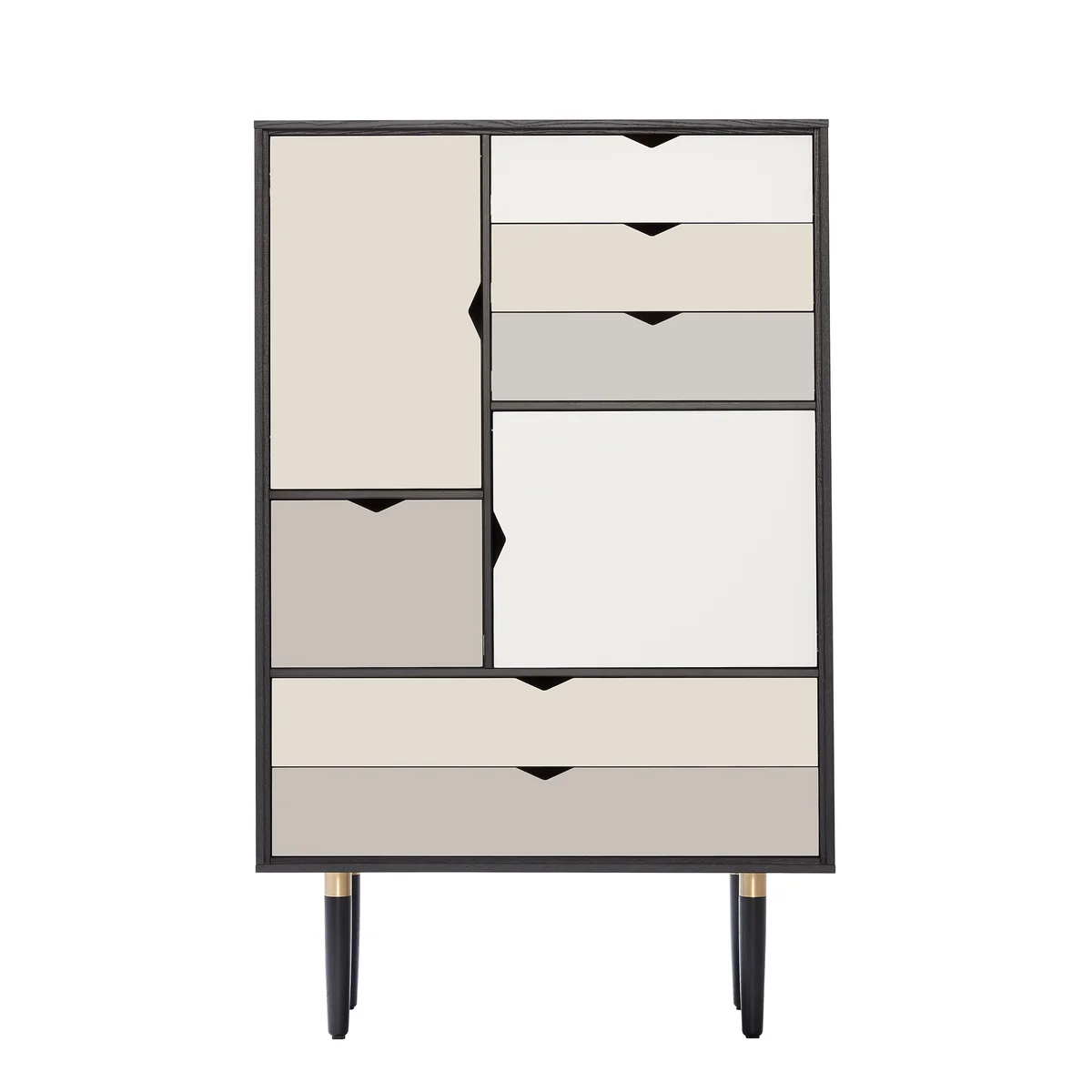 Andersen Furniture - S5 Kommode, Eiche schwarz lackiert/ Fronten Silber, Beige, Metallgrau