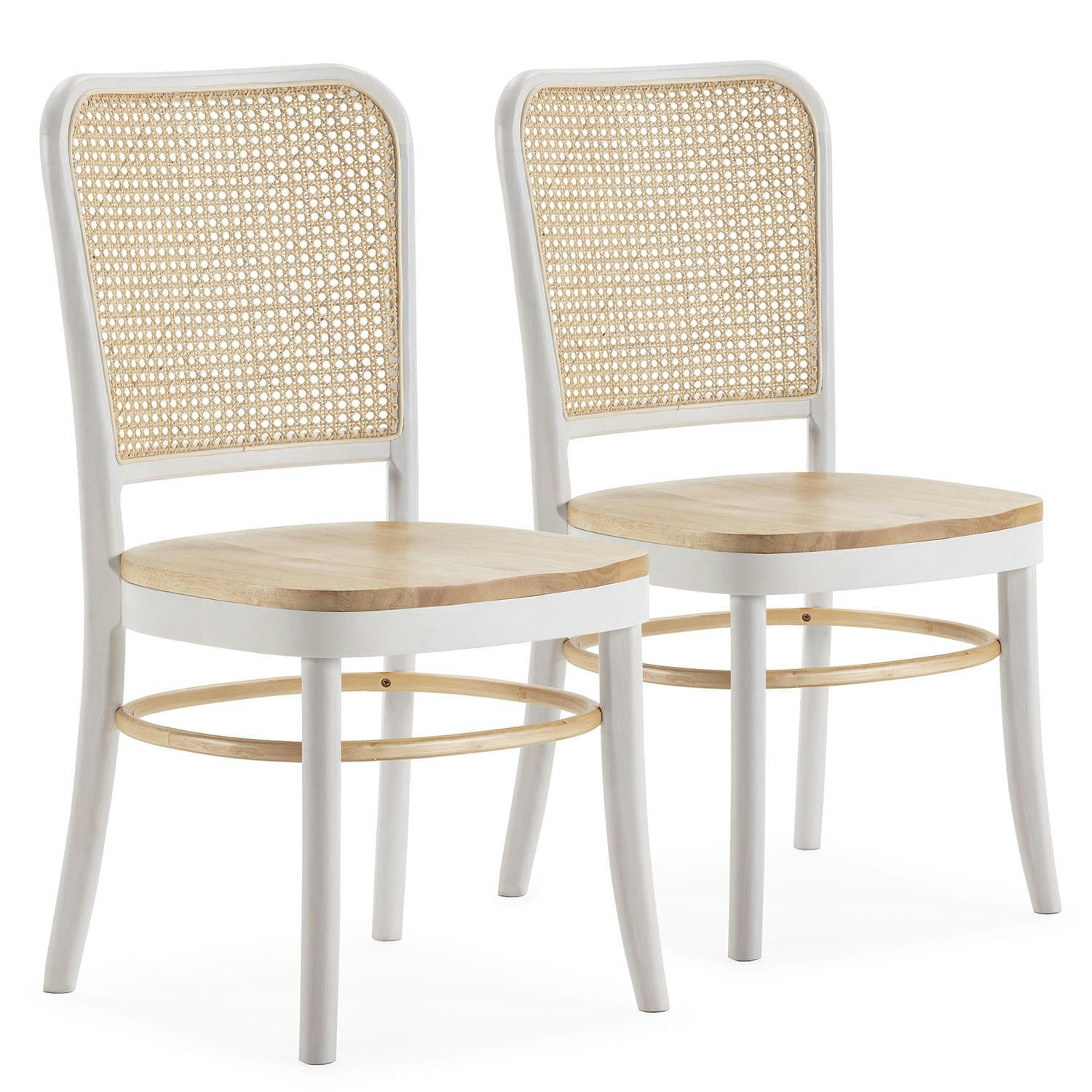 VESTA - Pack de 2 chaises couleur blanc/chêne