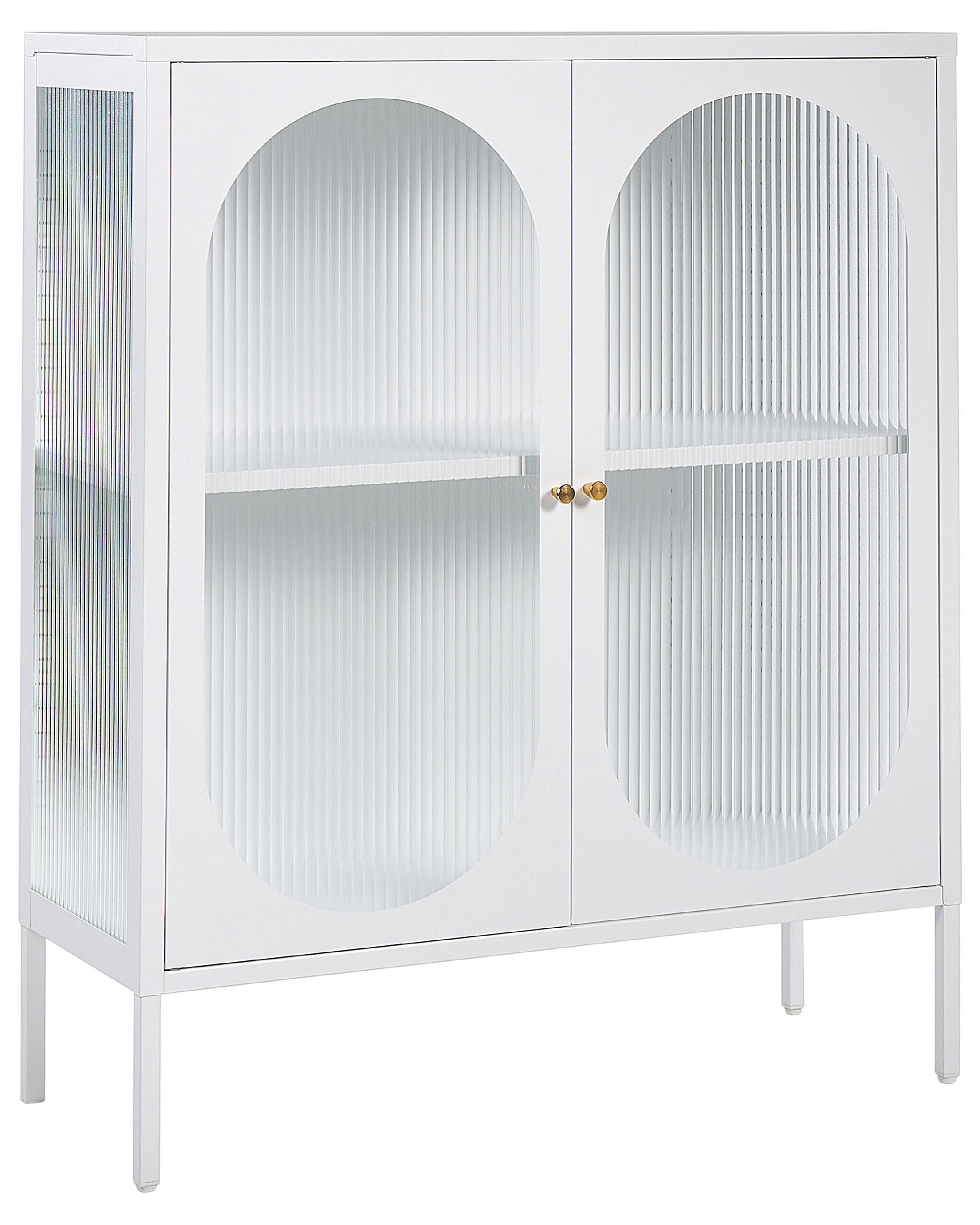 Glass Display Sideboard SARRE Metal 90 cm White