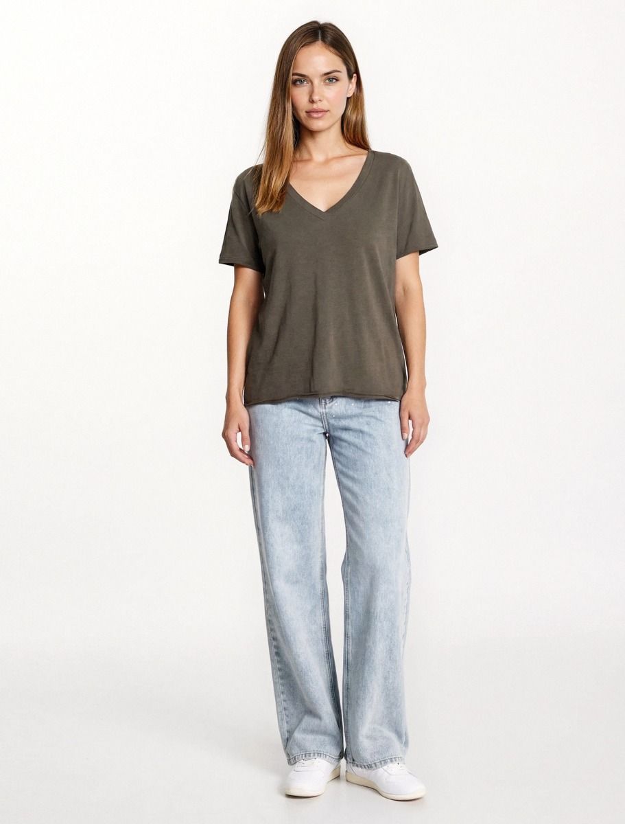 Βαμβακερή μπλούζα με V