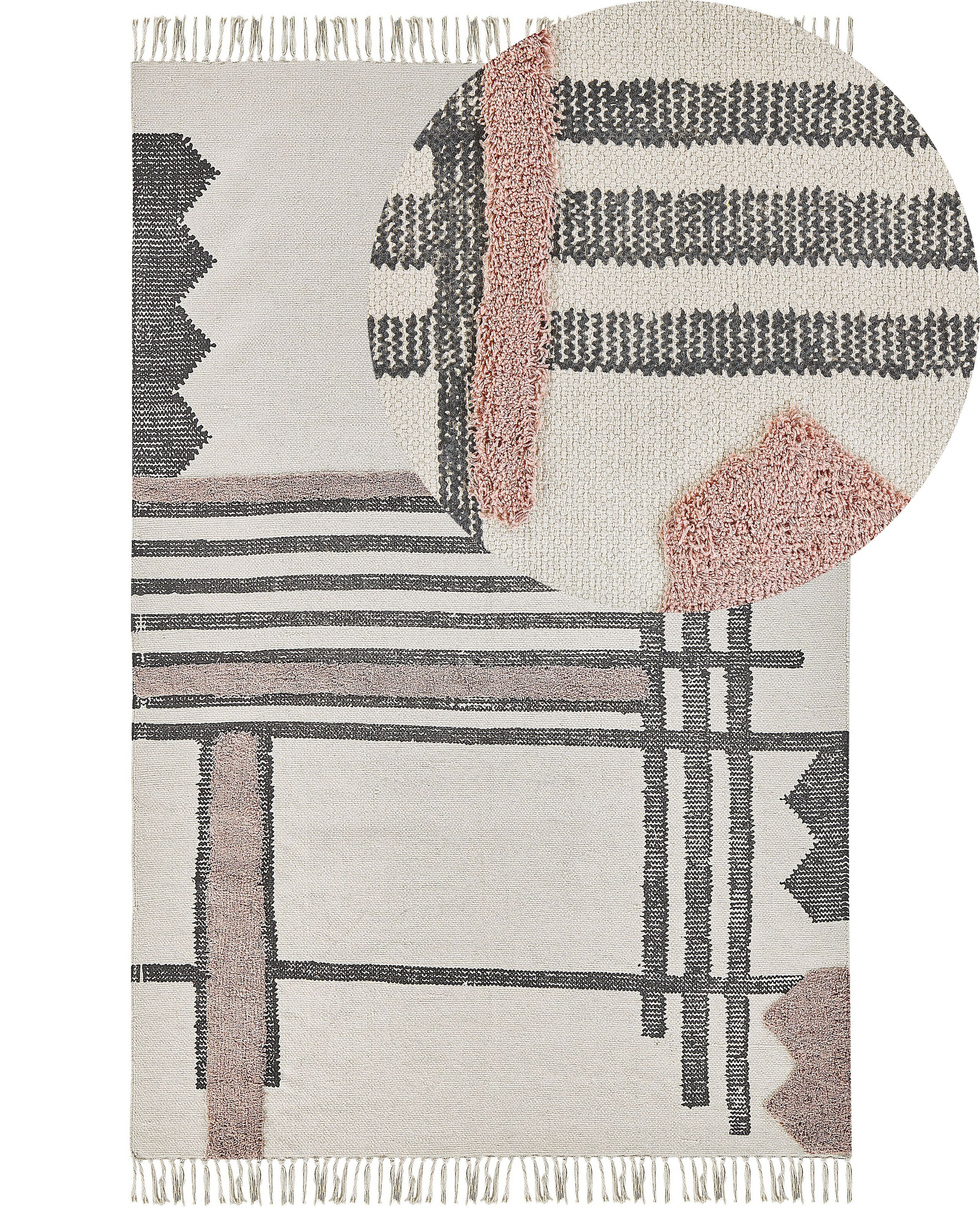 Dywan bawełniany 160x230 cm beżowo-czarny