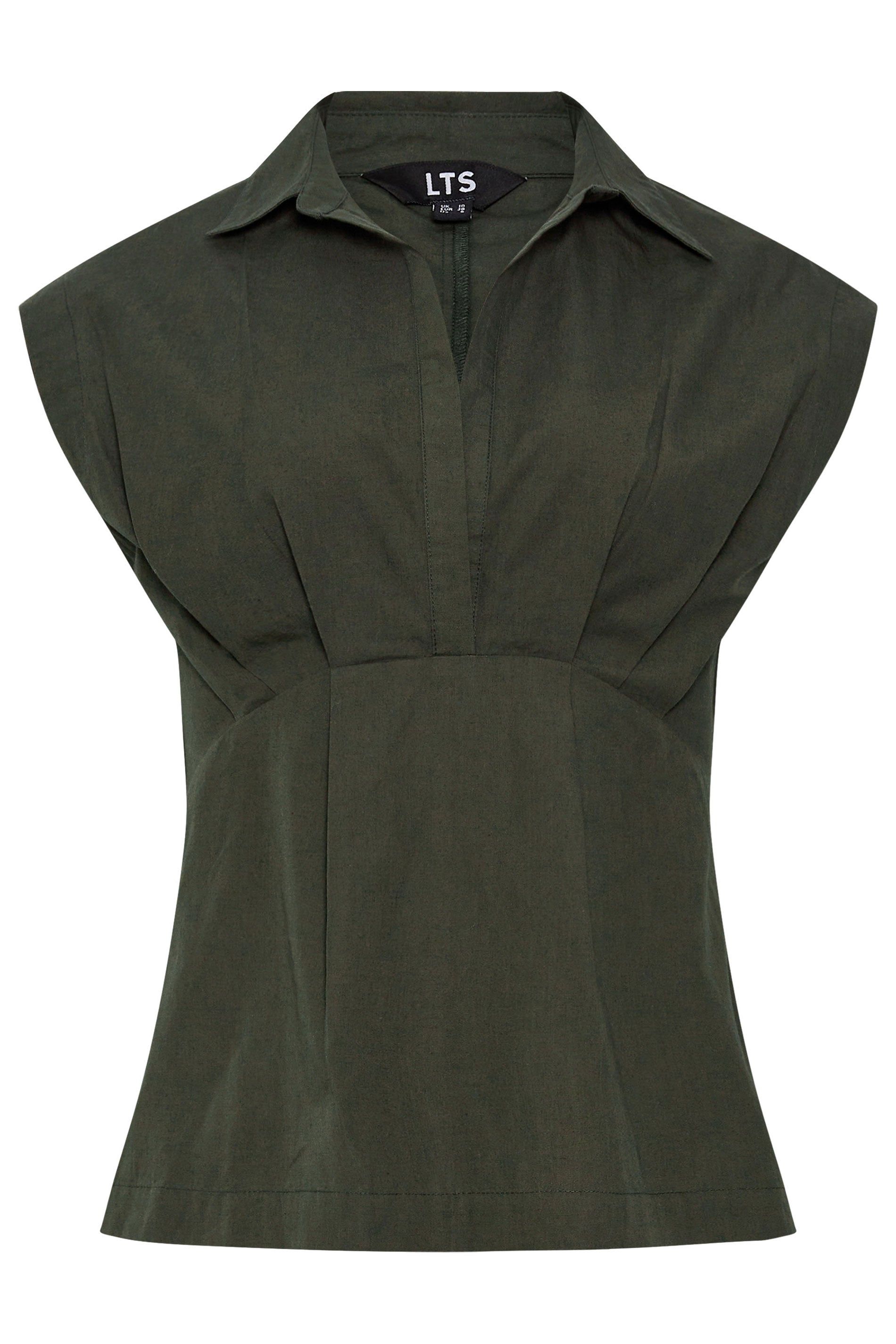 Long Tall Sally Tall Open Collar Pleated Shirt