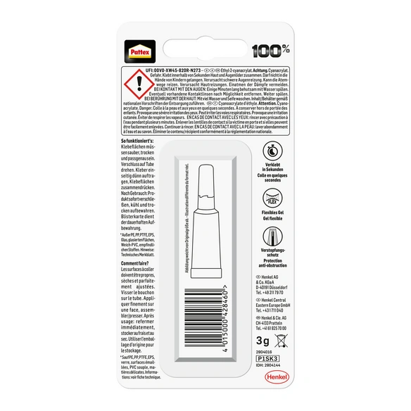 Sekundenkleber »100 Prozent«, transparent, 3 g