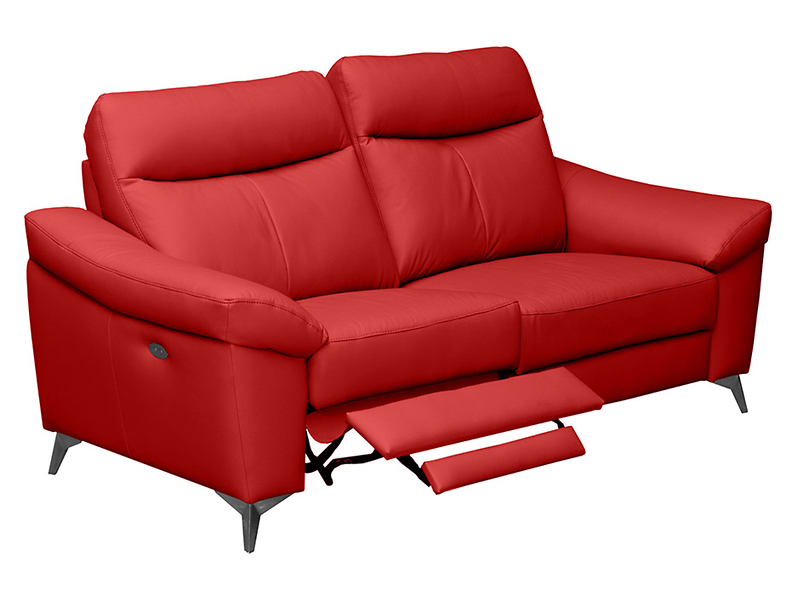 Sofa dwuosobowa Luna 2 z funkcją relaks skóra naturalna czerwona