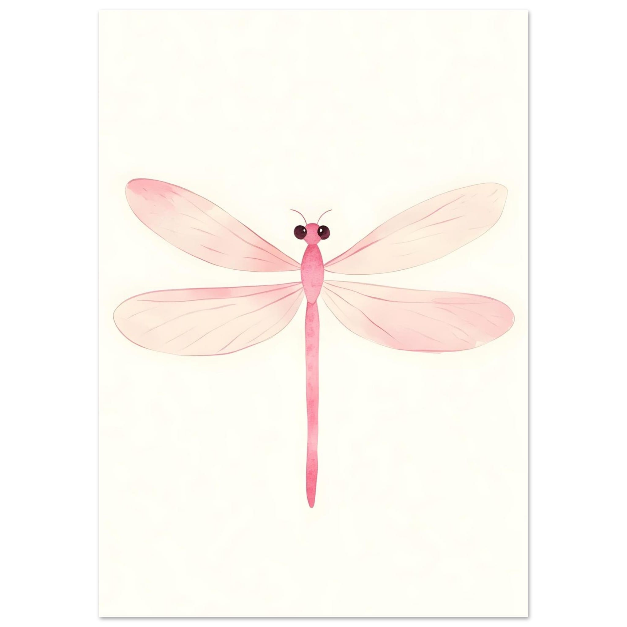 Artfulprints Poster Roze libelle  - A4 21x29.7 cm - Roze