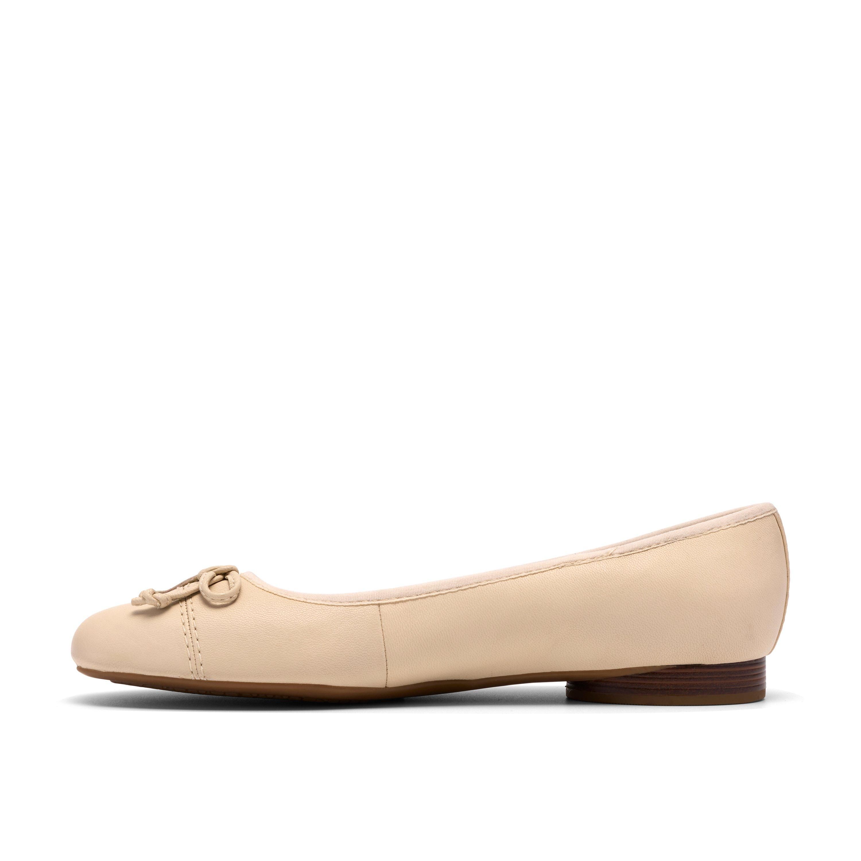 Clarks Loreleigh Rae Cream Leather Slip Ons,Ballet Pumps