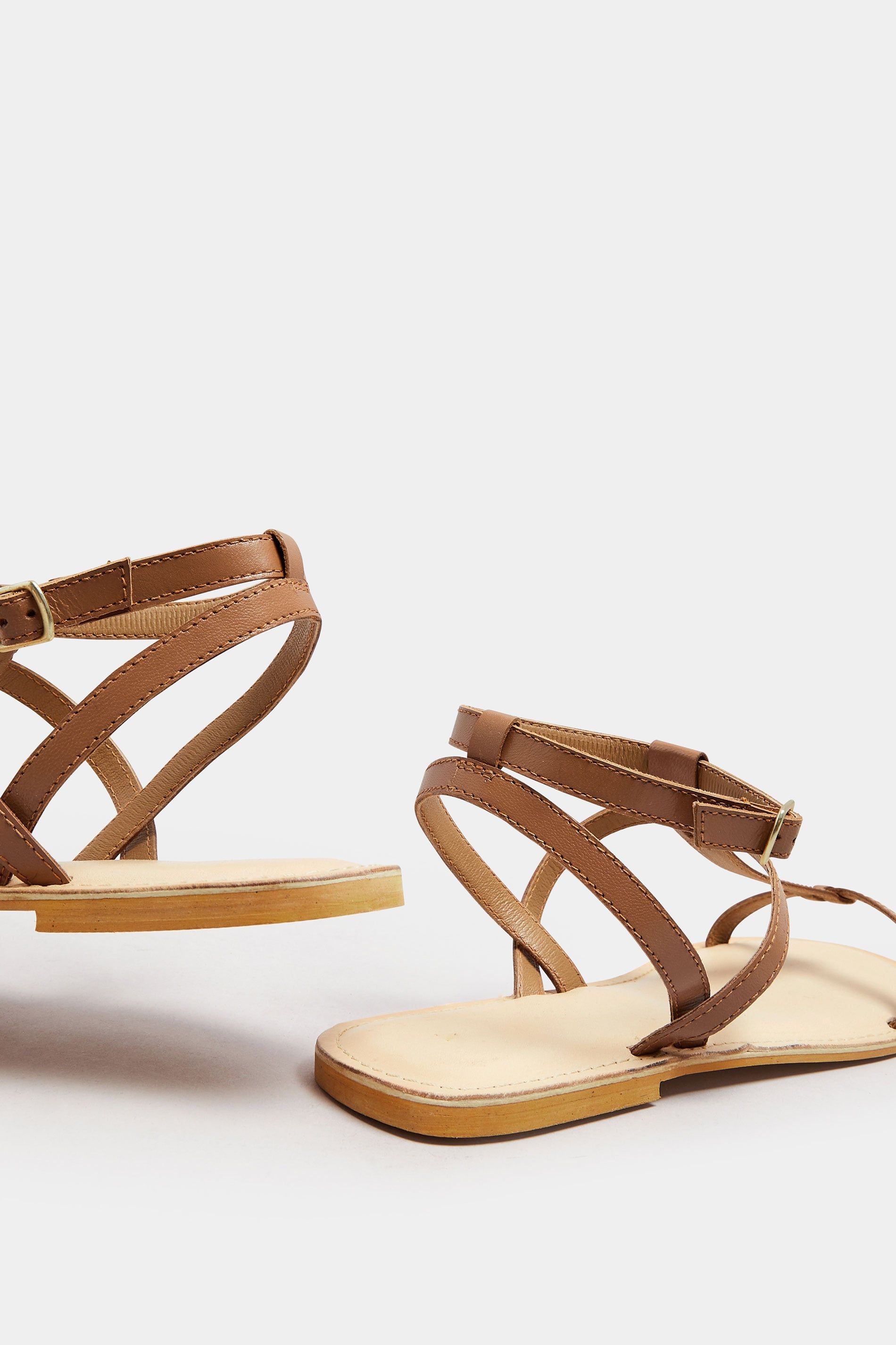 Long Tall Sally Leather Cross Strap Sandals