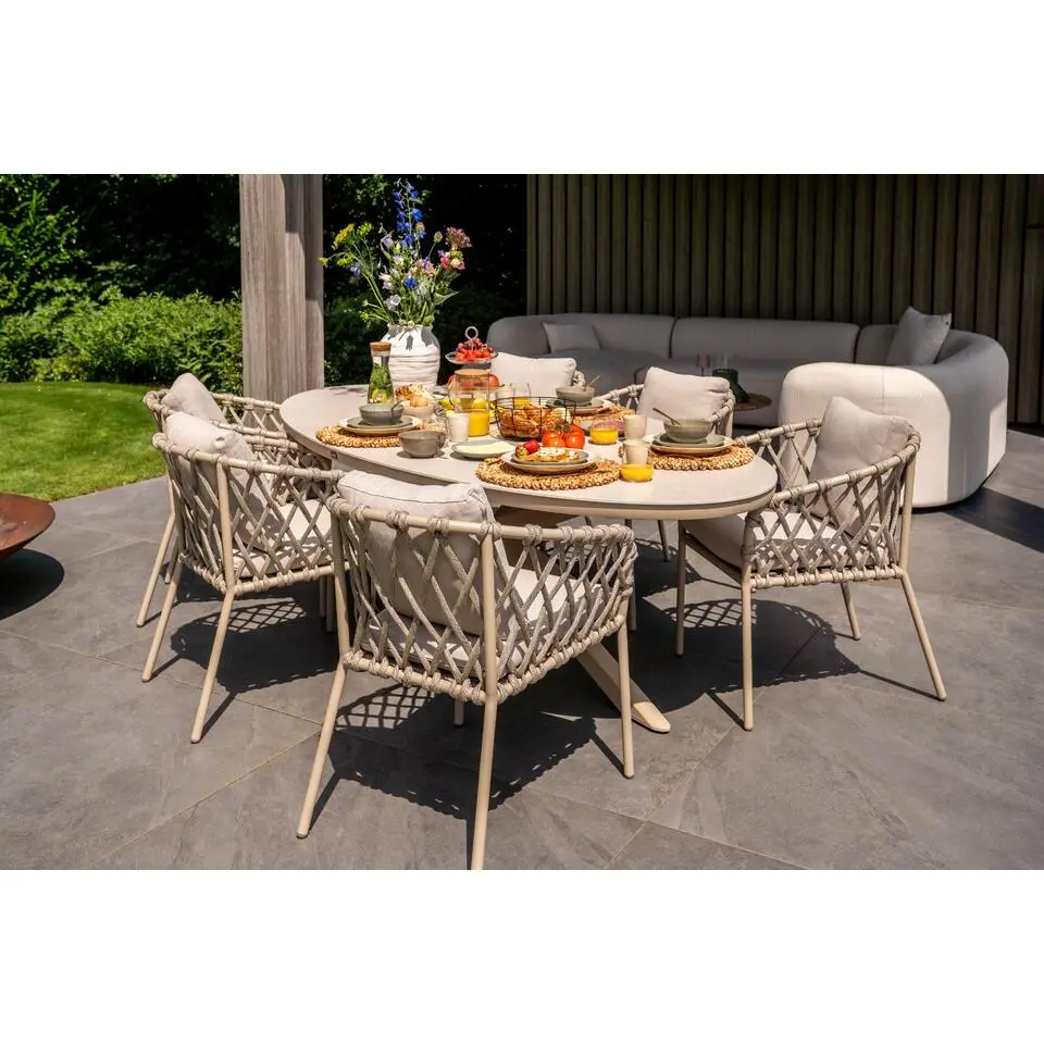 Sara dining tuinstoel - Rope/Latte - Zandkleur