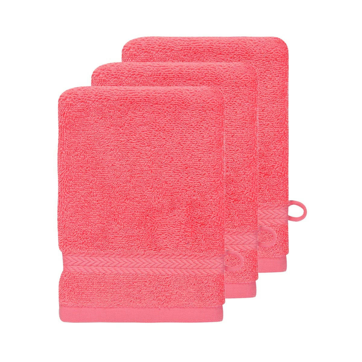 LUXURY - Lot de 3 gants de toilette 550gr/m²  framboise 16x22 cm
