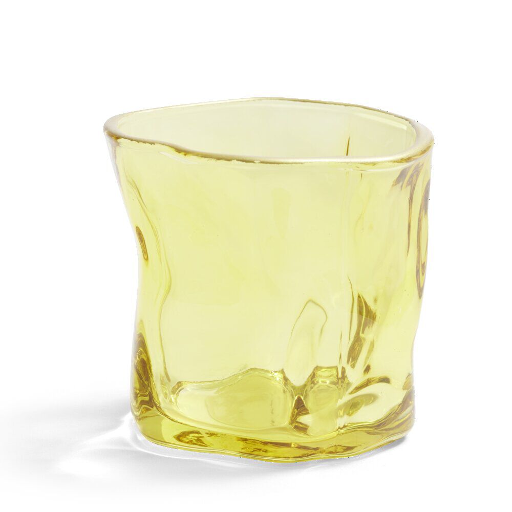 Vase verre froissé jaune Ø7,5xH7,7cm