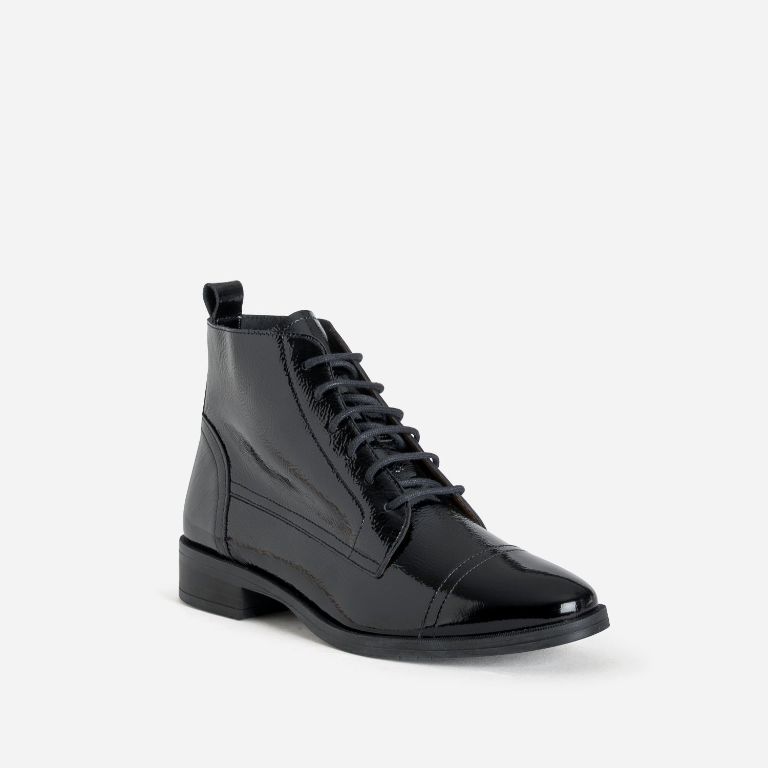 Bottine ERAM FLEX noire en cuir verni